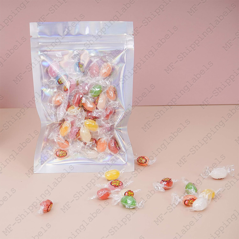 Smell Proof Mylar Holographic Bags Foil Pouch Resealable Clear Zip Food Storage