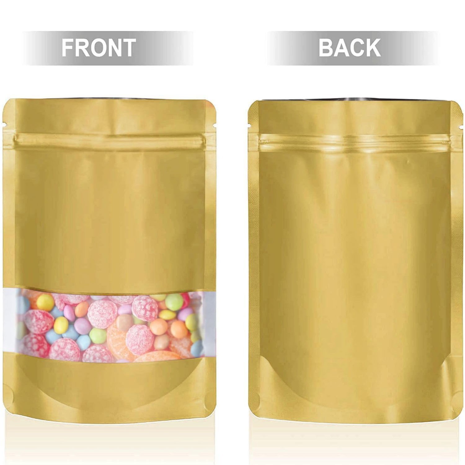 Mylar Foil Food Storage Stand Up Zip Seal Pouch Smell Proof Bags with Window USA