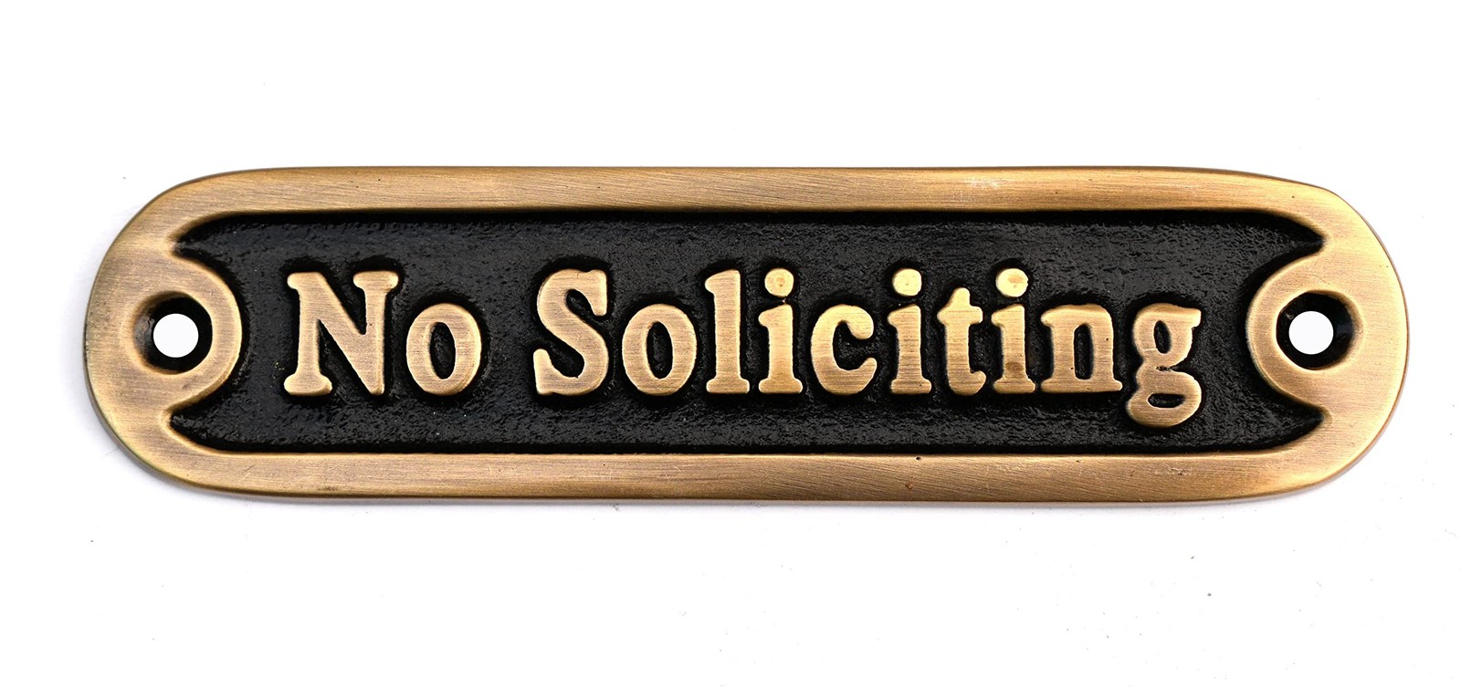 Brass No Soliciting Thank You Sign 5″ Solid Brass Wall Plaque No Soliciting…