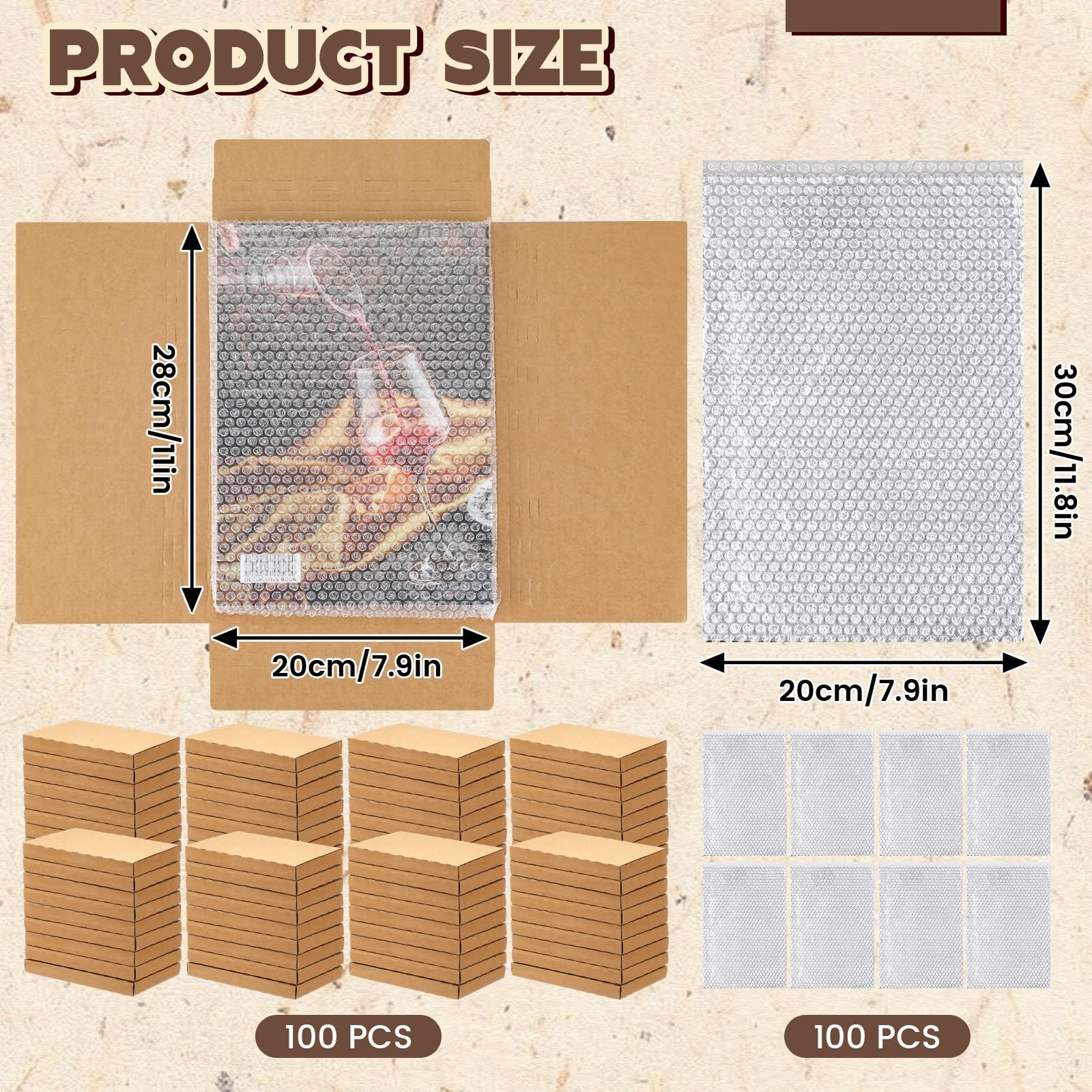 100 Pack Corrugated Comic Book Mailers 7.8 x 11 x 1.2 Inch with 100 Bubble Ba…
