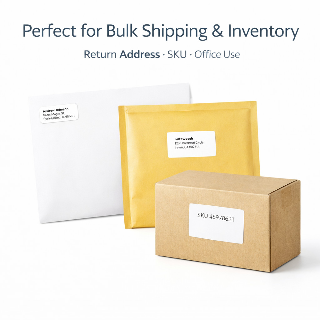 1/2″ x 1-3/4″ White Address Labels 80/Sheet Laser & Inkjet Compatible