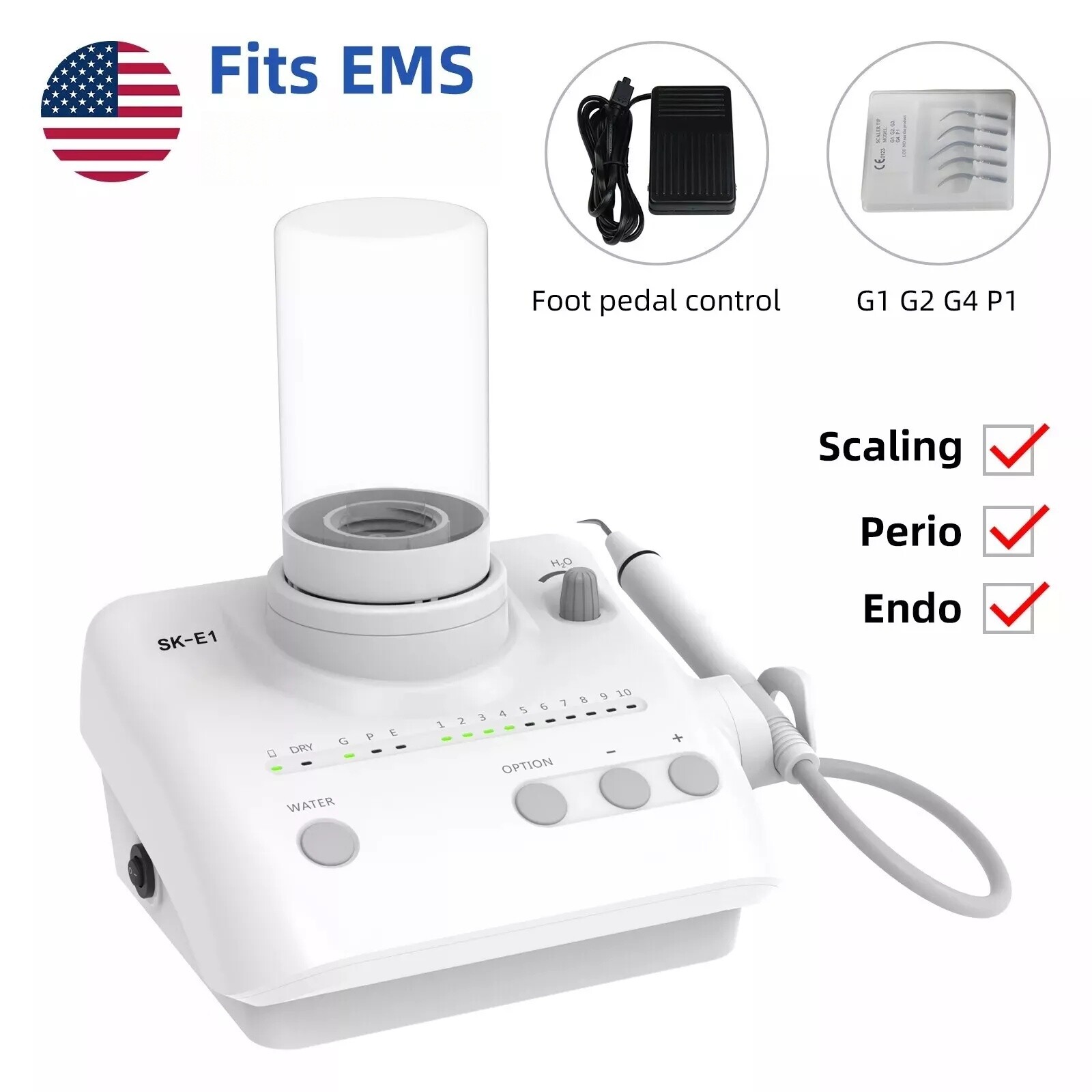 Dental Ultrasonic Piezo Scaler fit EMS Woodpecker Handpiece + Auto Water Supply