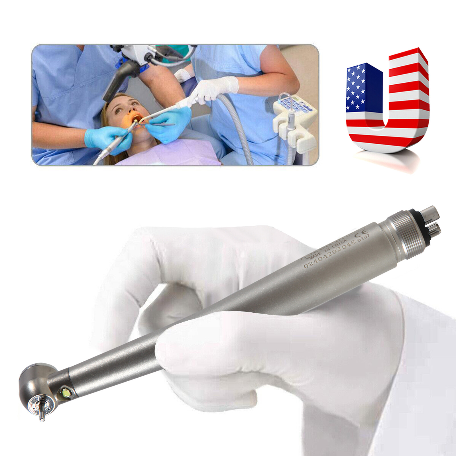 NSK Style Dental Fiber Optic LED E-generator High Speed Handpiece Turbine 4 HOLE