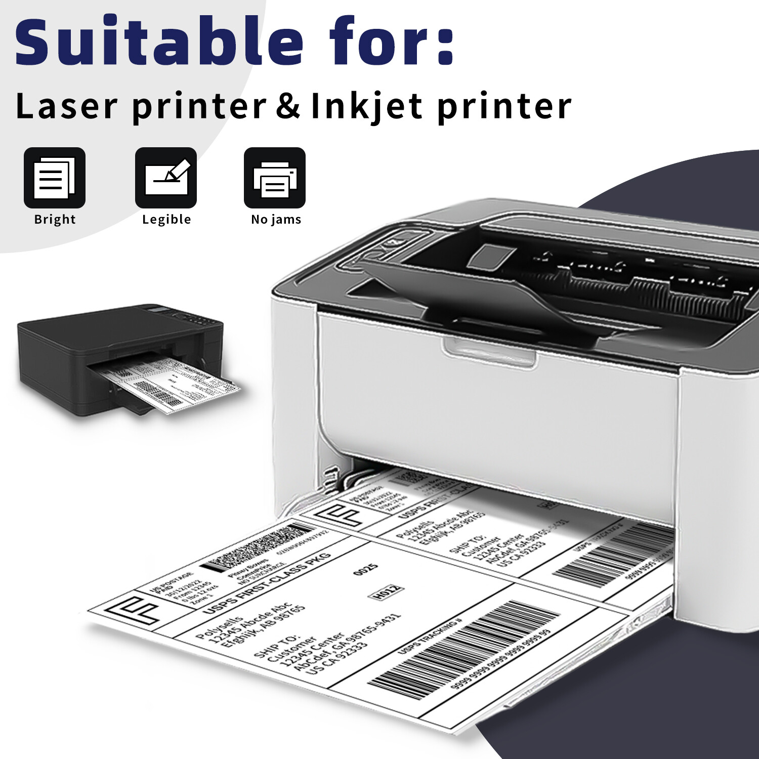 Shipping Labels 8.5×5.5 half sheet Self Adhesive 2 Per Sheet POLYSELLS