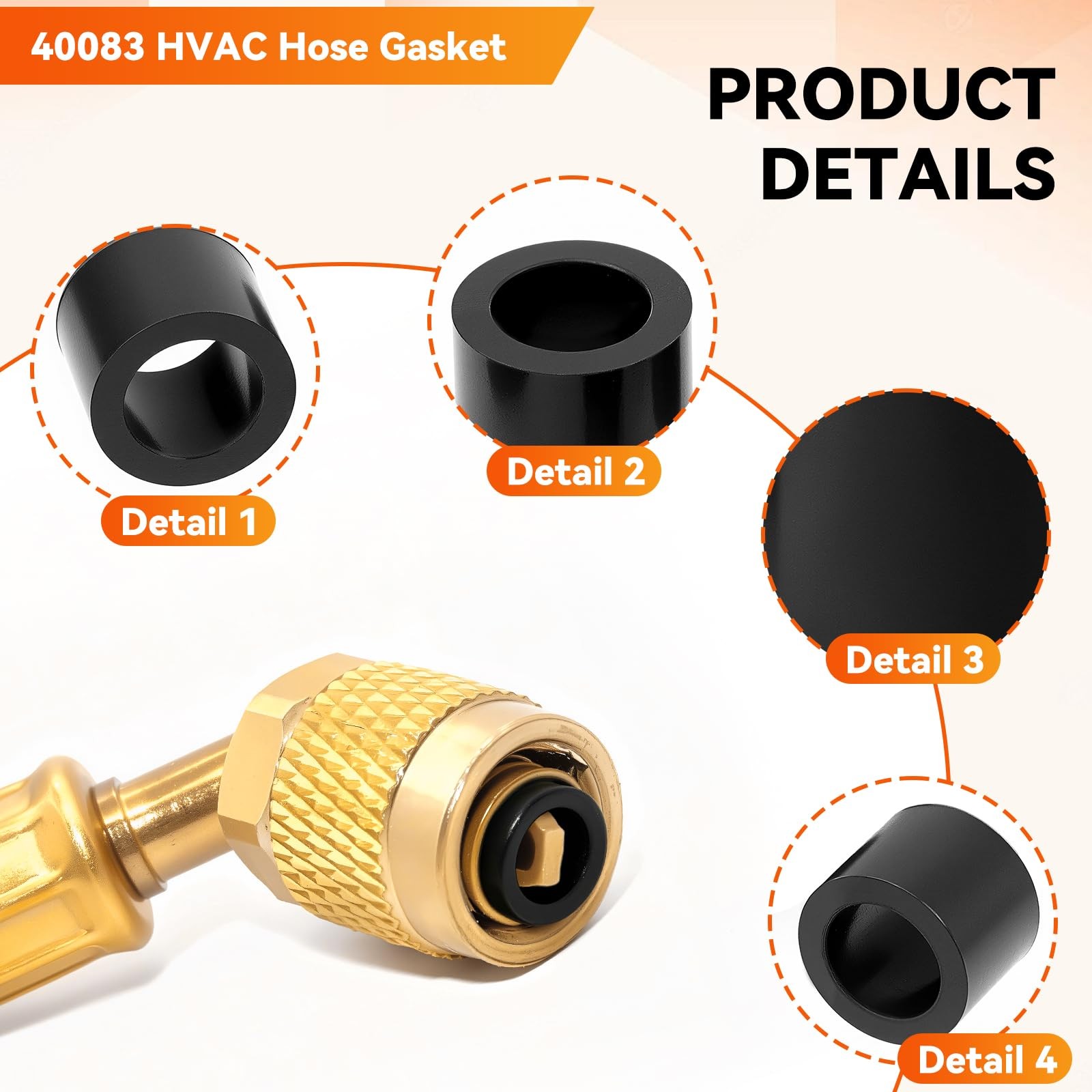 40083 HVAC Hose Gasket 1/4″, AC Charging Hose ORing Seals, LeakProof Replacem…