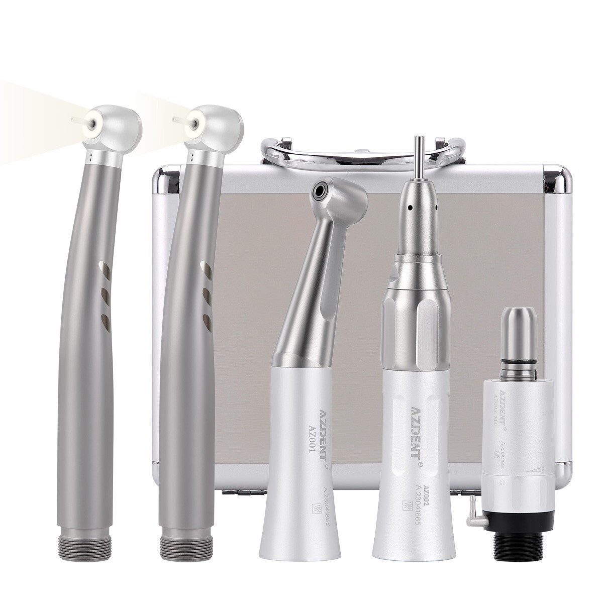 AZDENT Dental Ring LED E-generator High Speed&Low Speed Handpiece Kit 2 Hole USA