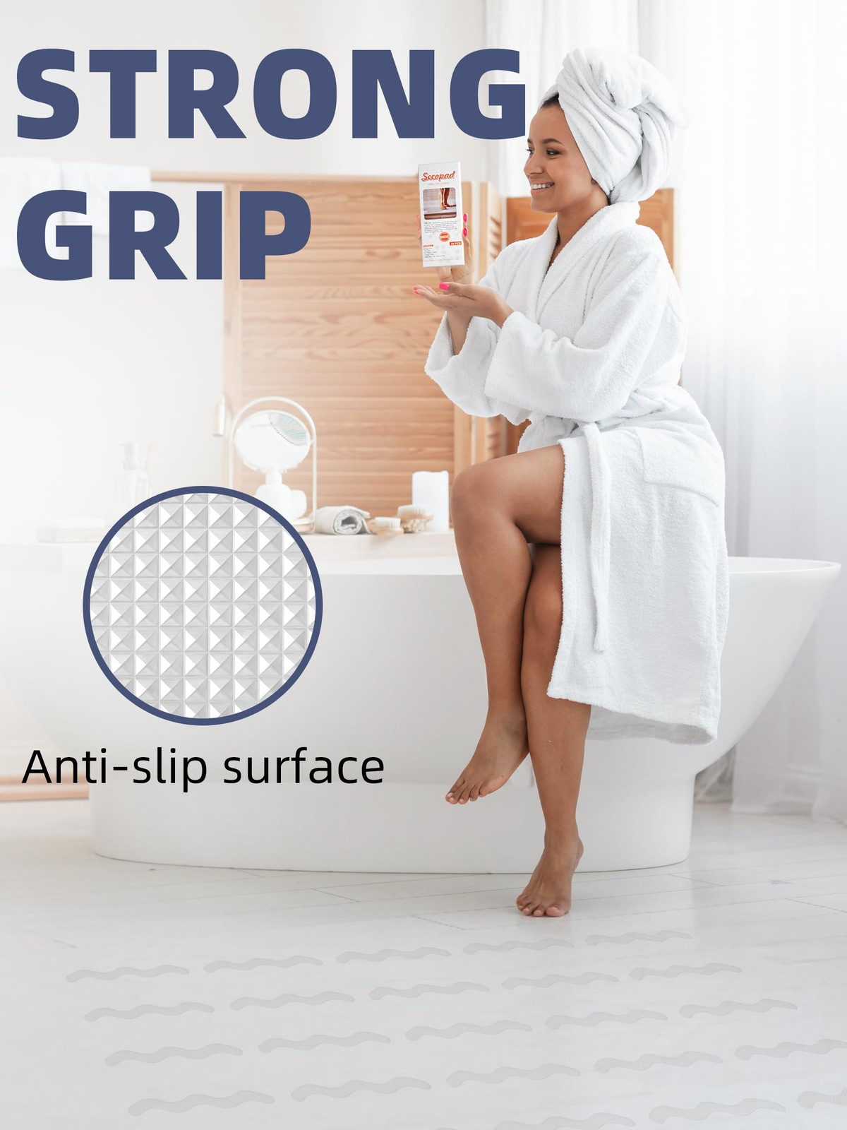 Secopad Patented Anti Slip Shower Stickers, Adhesive Decals Safety Clear
