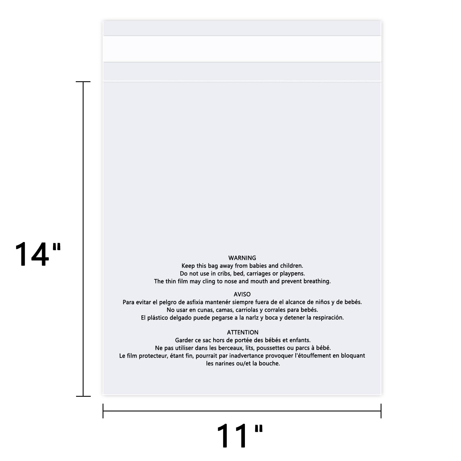 Wepoly – 11 X 14 200 Count Self Seal Clear Poly Bags Suffocation Warning For