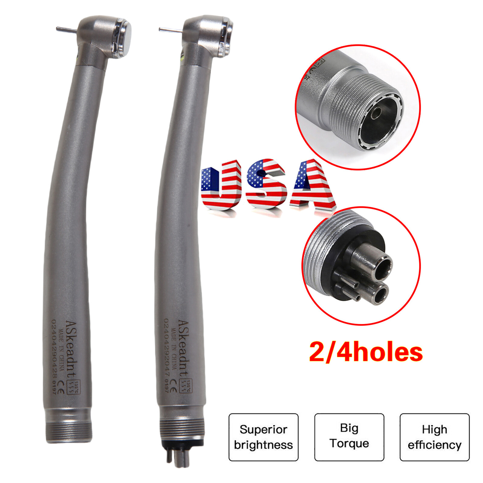 NSK Type Dental PANA MAX High Speed LED Handpieces Internal Triple Spray 2/4H US