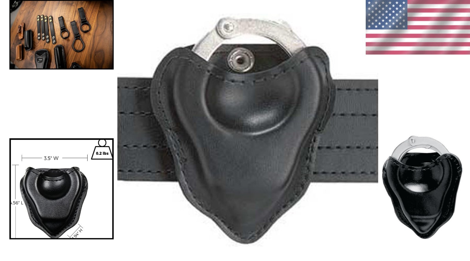 Bianchi 090 Cuff Case Open Top Faux Leather Black Duty Belt Slip Pocket