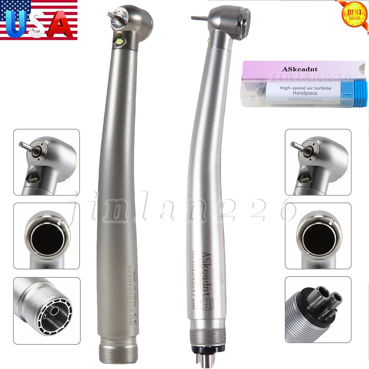 NSK Type Dental PANA MAX High Speed LED Handpieces Internal Triple Spray 2/4H US