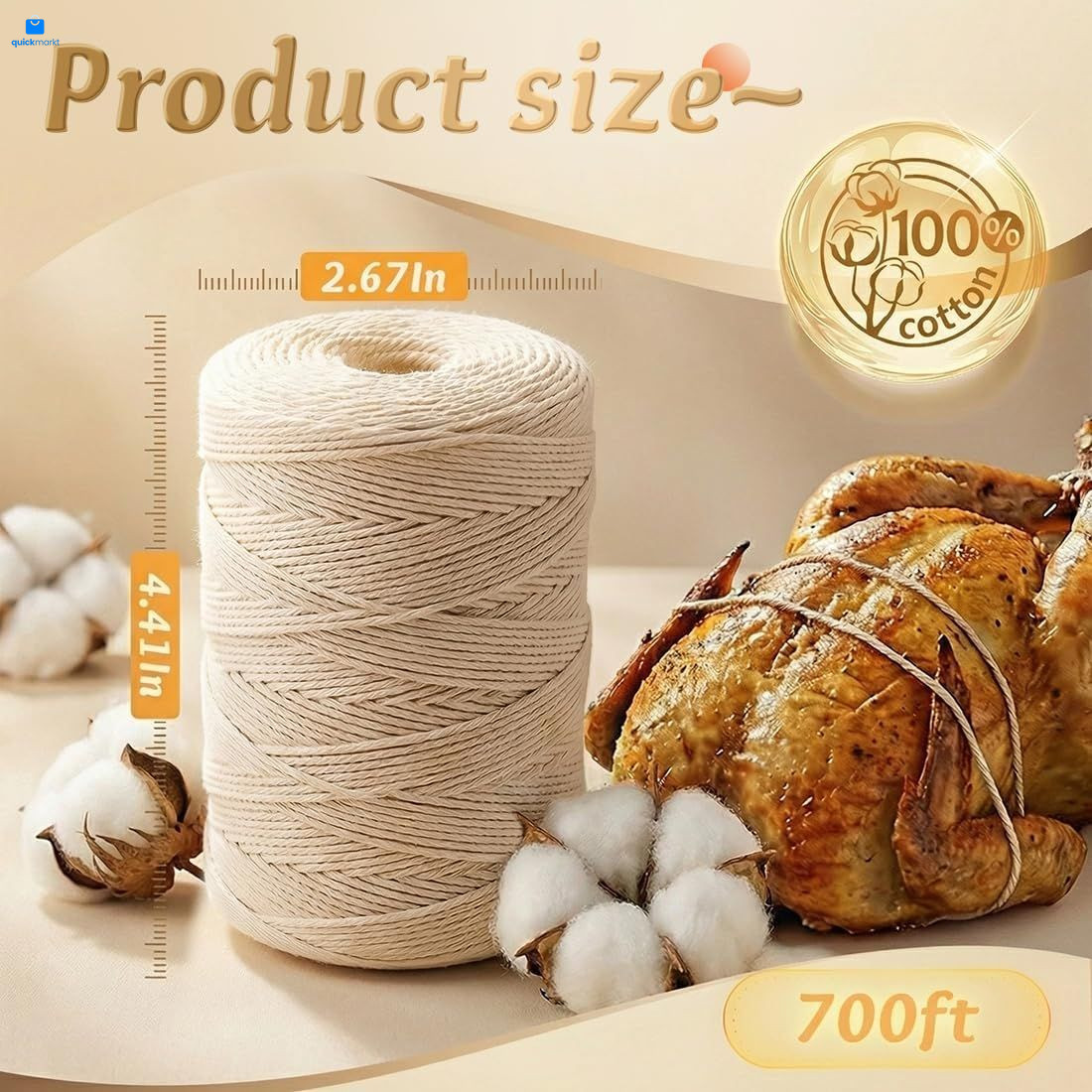 SMART&CASUAL 700 Feet 100% Cotton Butcher 700 (213M), Natural White