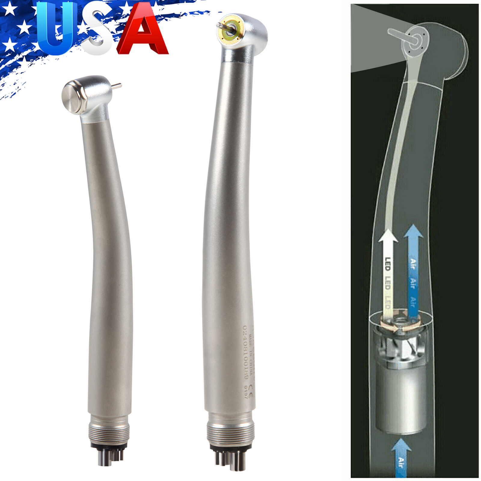 Dental Shadowless Ring LED High Speed Handpiece E-generator 4 Hole Midwest SA