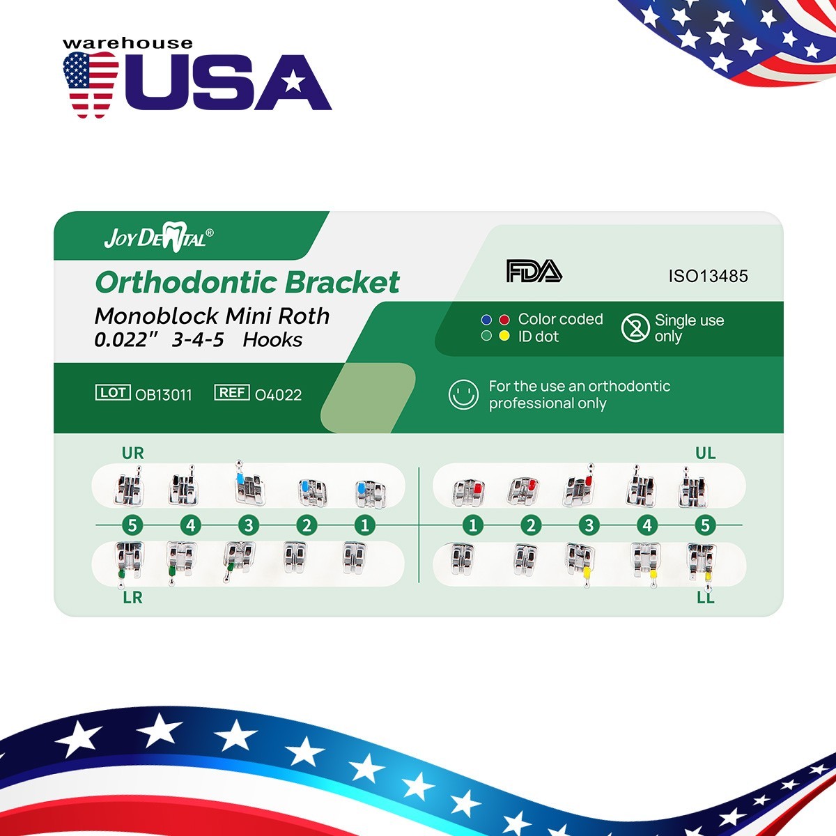 20 X Dental Orthodontic Brackets Braces Mini Roth MBT 022 /018 Hook 345