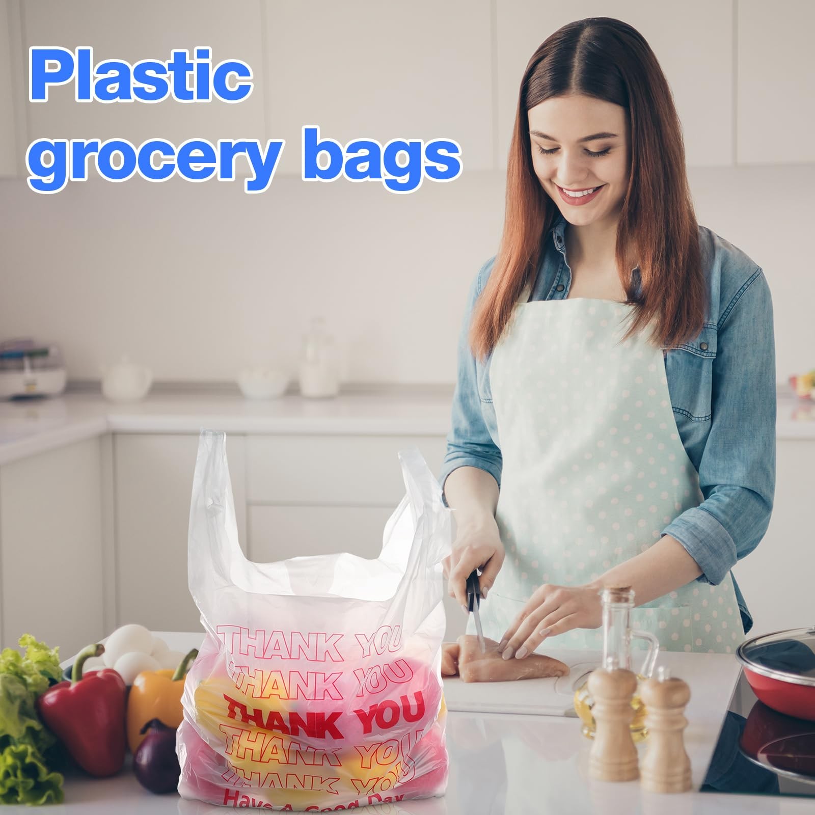 Bolsas de agradecimiento con asa para camisetas, desechables, 11 x 6 x 21 pies