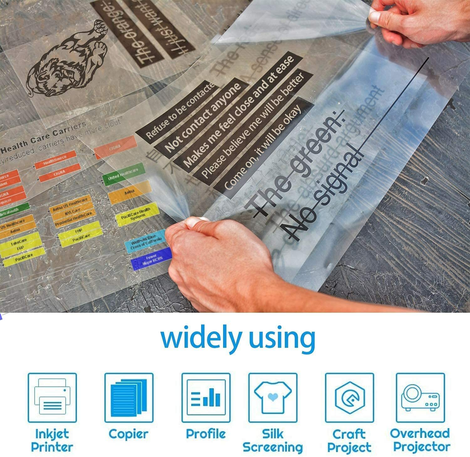 Koala Clear Transparency Film for Laser Printers 8.5×11 Screen Printing 20 Sheet
