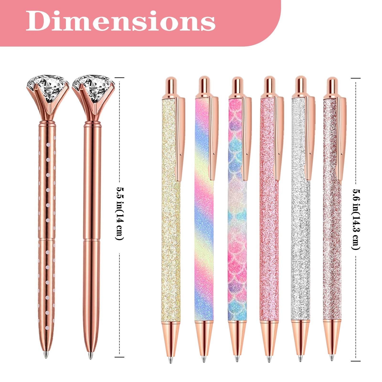Pen Gifts for Women, 8 Pcs Unique Metal Bling Ballpoint Pens with Black Ink O…