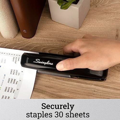 Desktop Stapler 30 Sheet Capacity All Metal Jam Resistant Antimicrobial Black