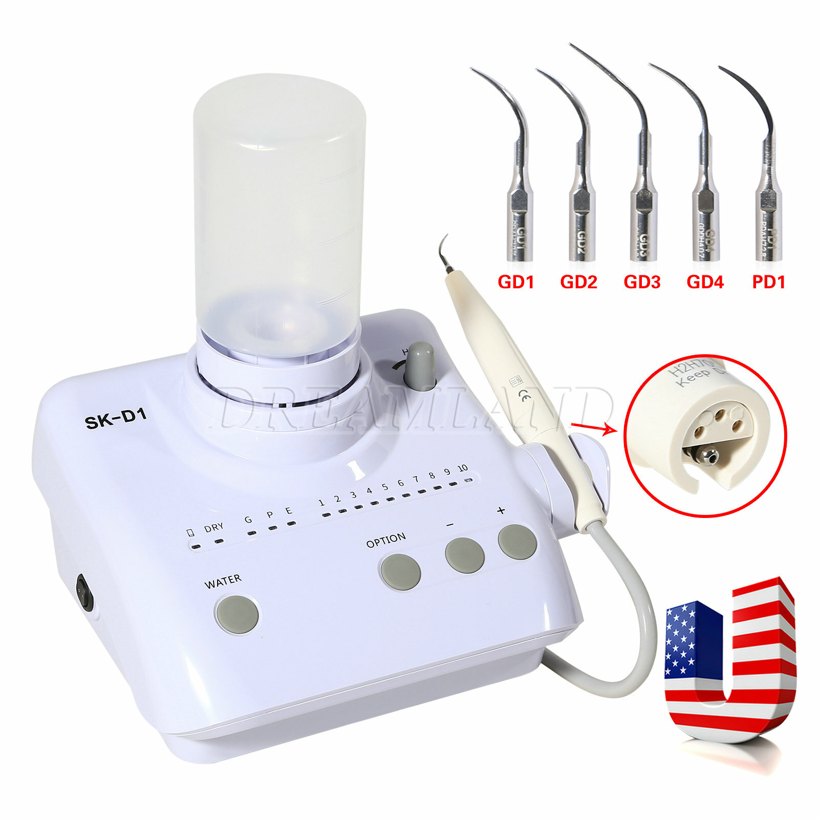 SK-D1 Dental Ultrasonic Piezo Scaler Unit w/ 2*Bottles 5*Tips For DTE SATELEC