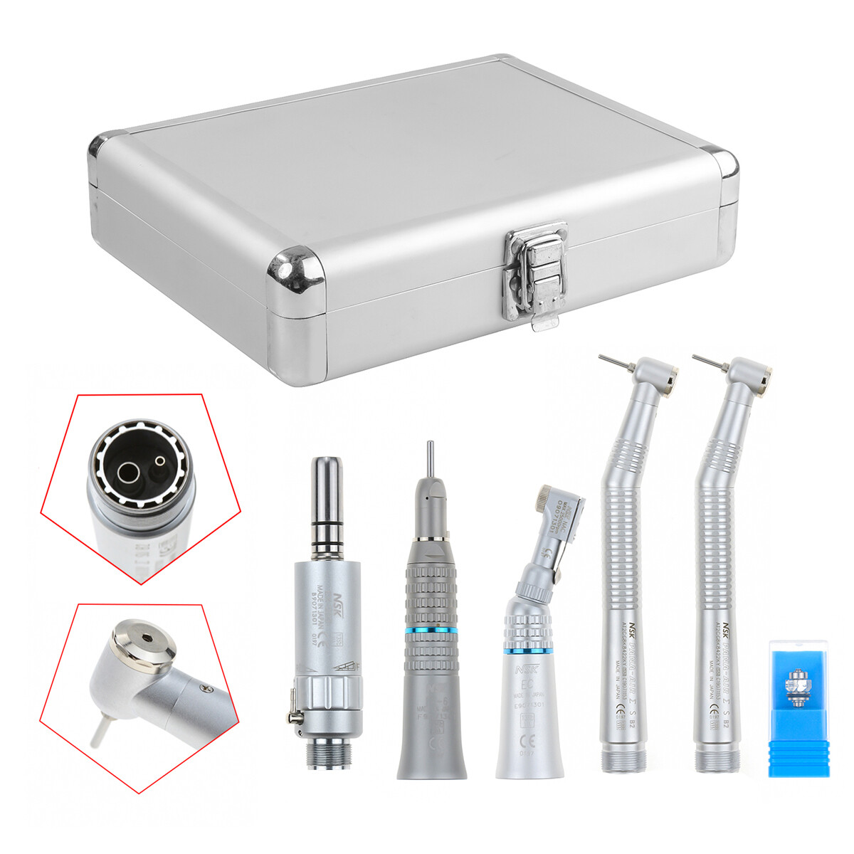Nsk Style Dental High Speed+Low Speed Handpiece Kit Wrench Type 2H Aluminum Box
