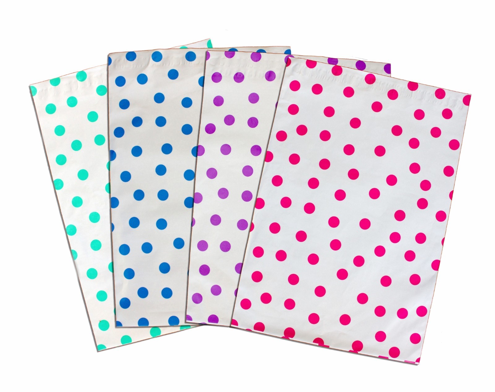 10″ x 13″ Pink|Teal|Purple|Blue Polka Dot -Flat Poly Mailers (200 Pack)