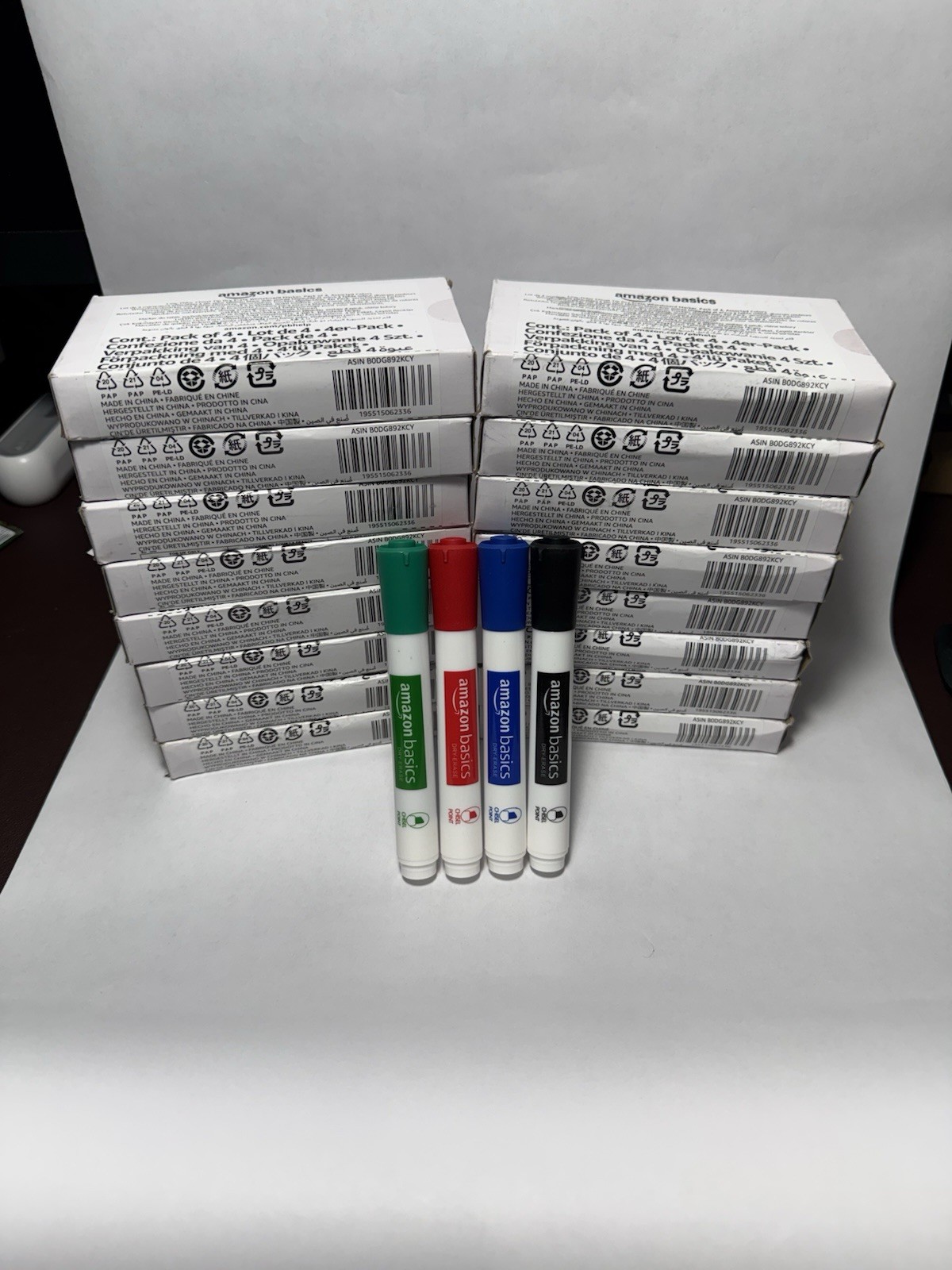Amazon Basics Dry-Erase Chisel Tip White Board Markers – Multicolor, Pack of 64