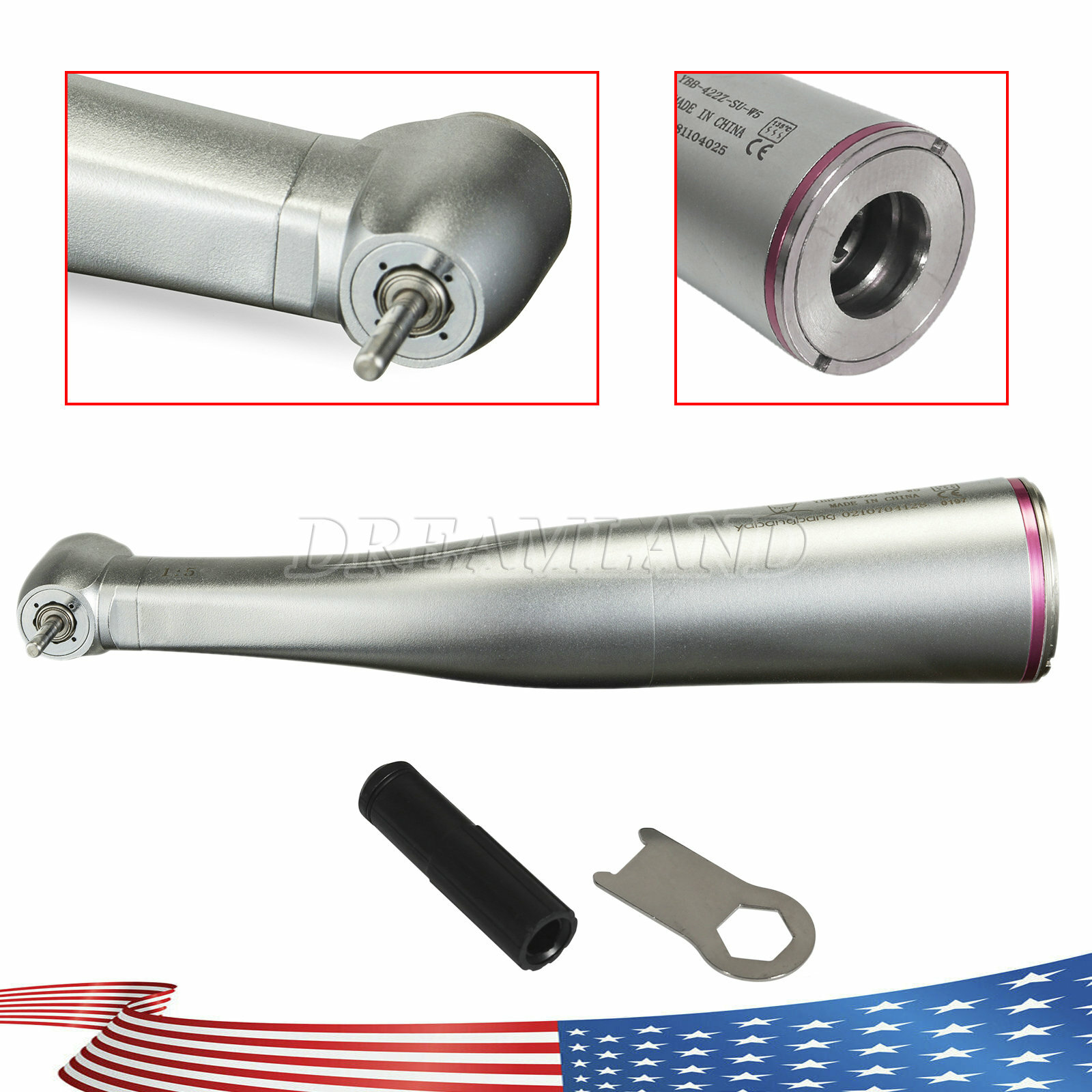 1-4pc 1:5 (LED Fiber Optic) Contra Angle Increasing Dental Handpiece YBB E-TYPE