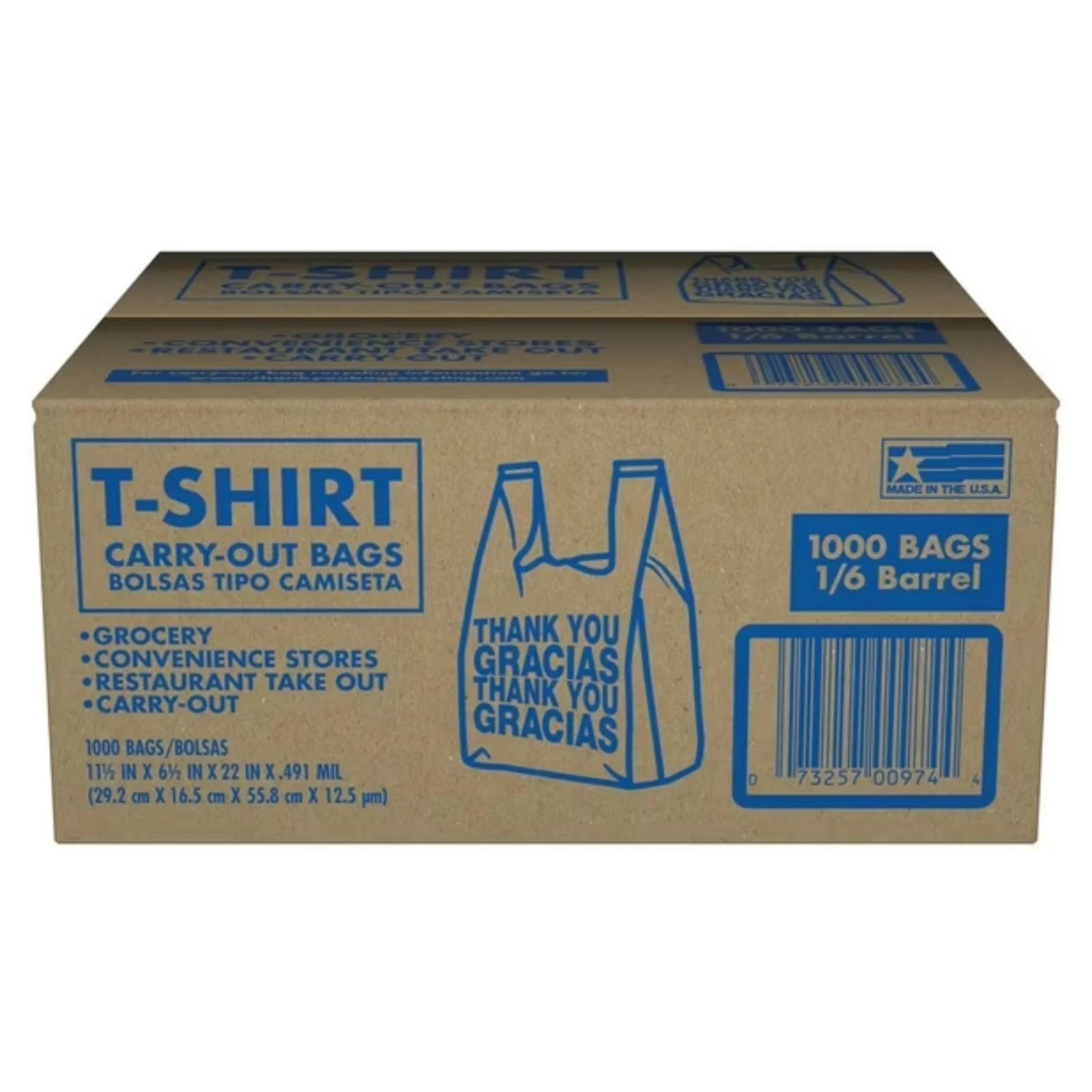 T-Shirt Carry-Out Bags, 11.5″ x 6.5″ x 22″ (1,000 ct.)