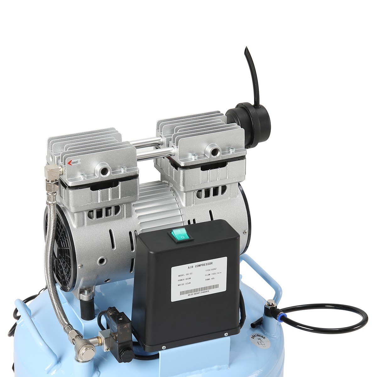 Dental Oil-Free Air Compressor 800W 40L Tank 58dB Ultra-Quiet Operation