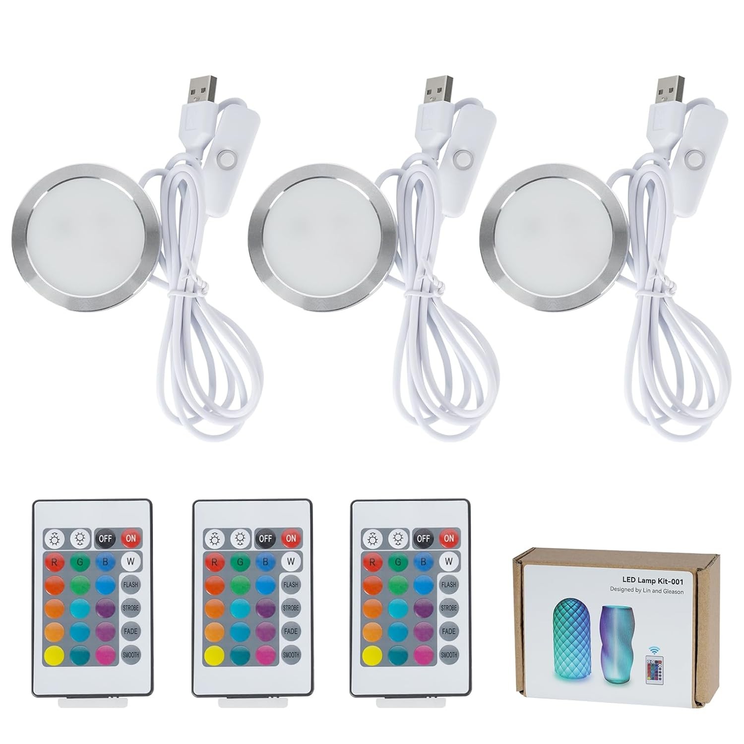 3PCS Remote Control RGB LED Lamp Kit 001 for Bambu Lab Multicolor