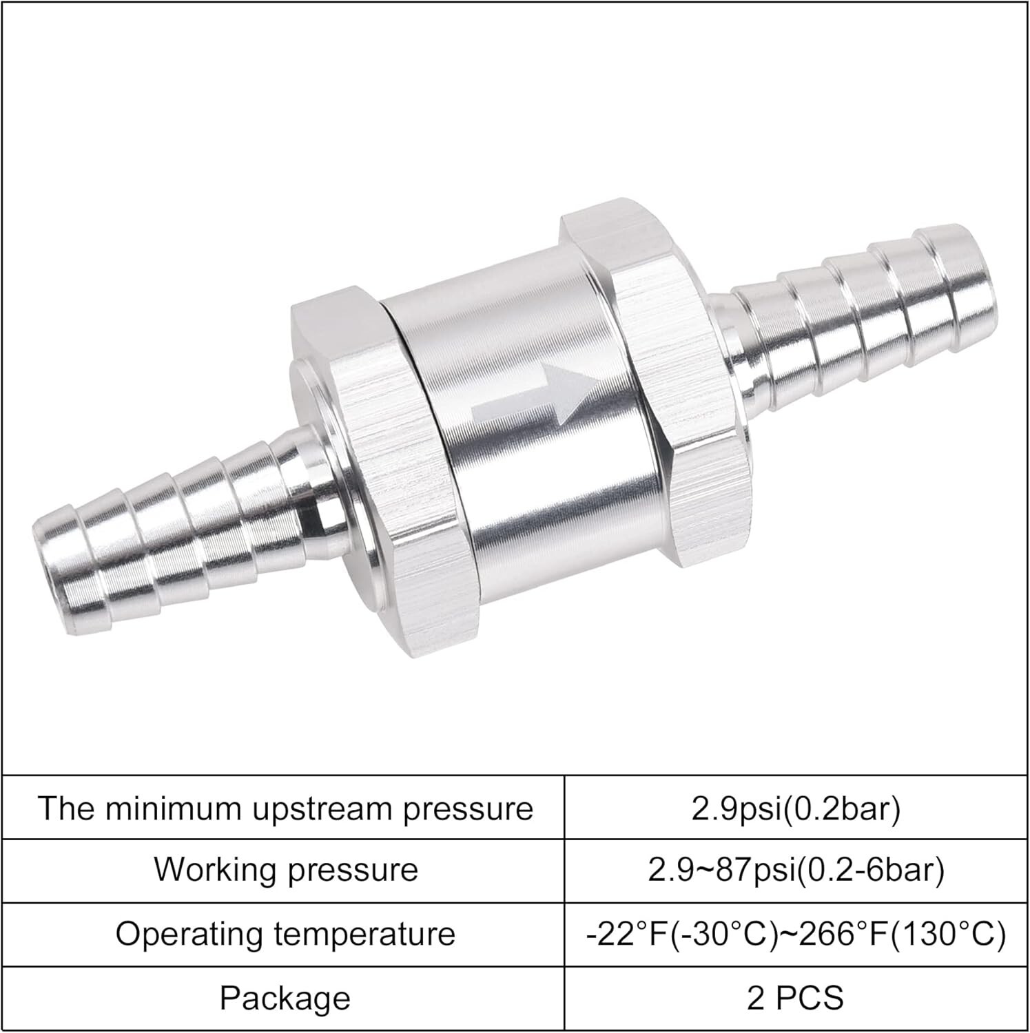4x 10mm 3/8″ Fuel Line Non-Return One Way Air Fuel Oil Check Valve Diesel Gas