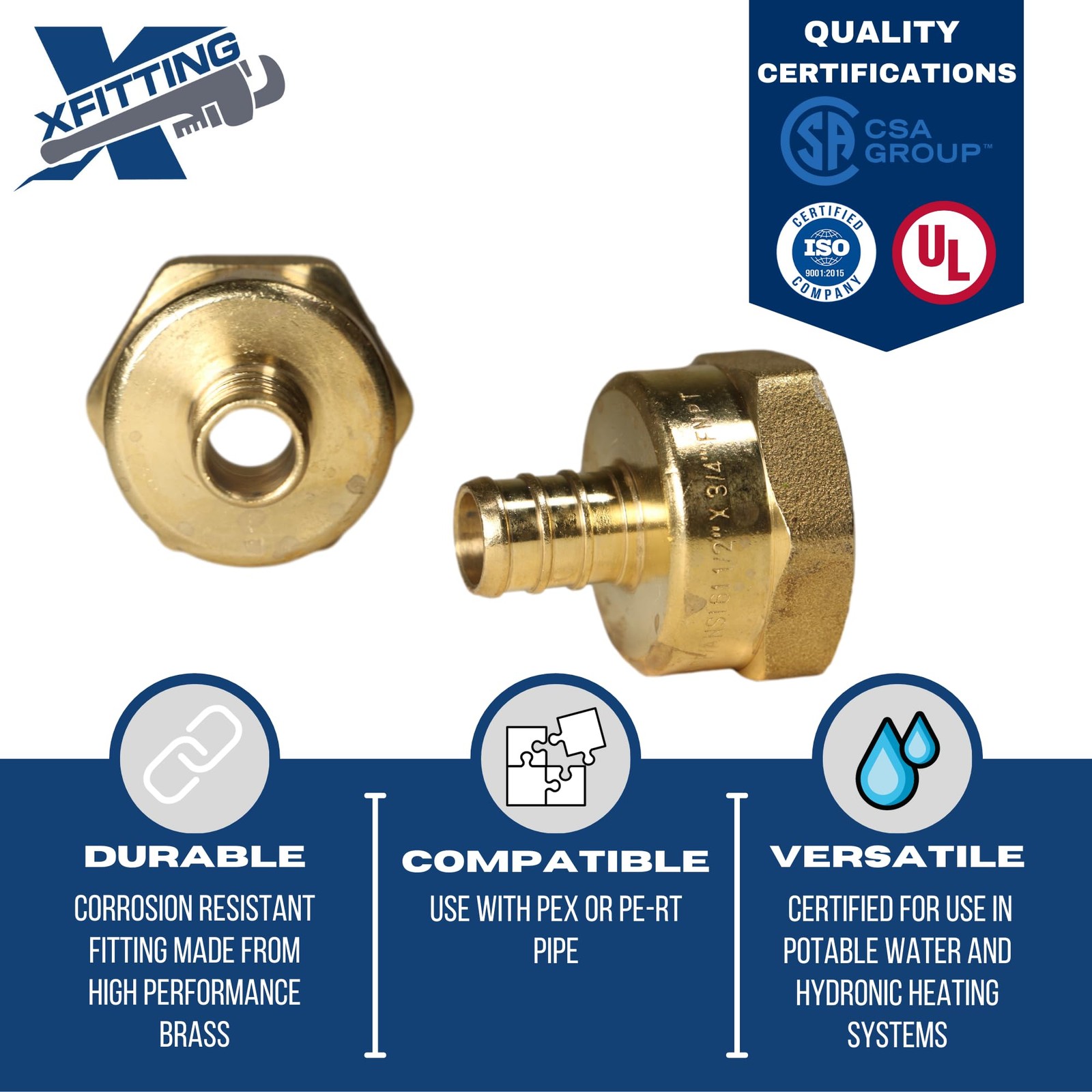 XFITTING Pex Fitting, 3/4 inch Female NPT to 1/2 inch Pex Adapter for Plumbin…