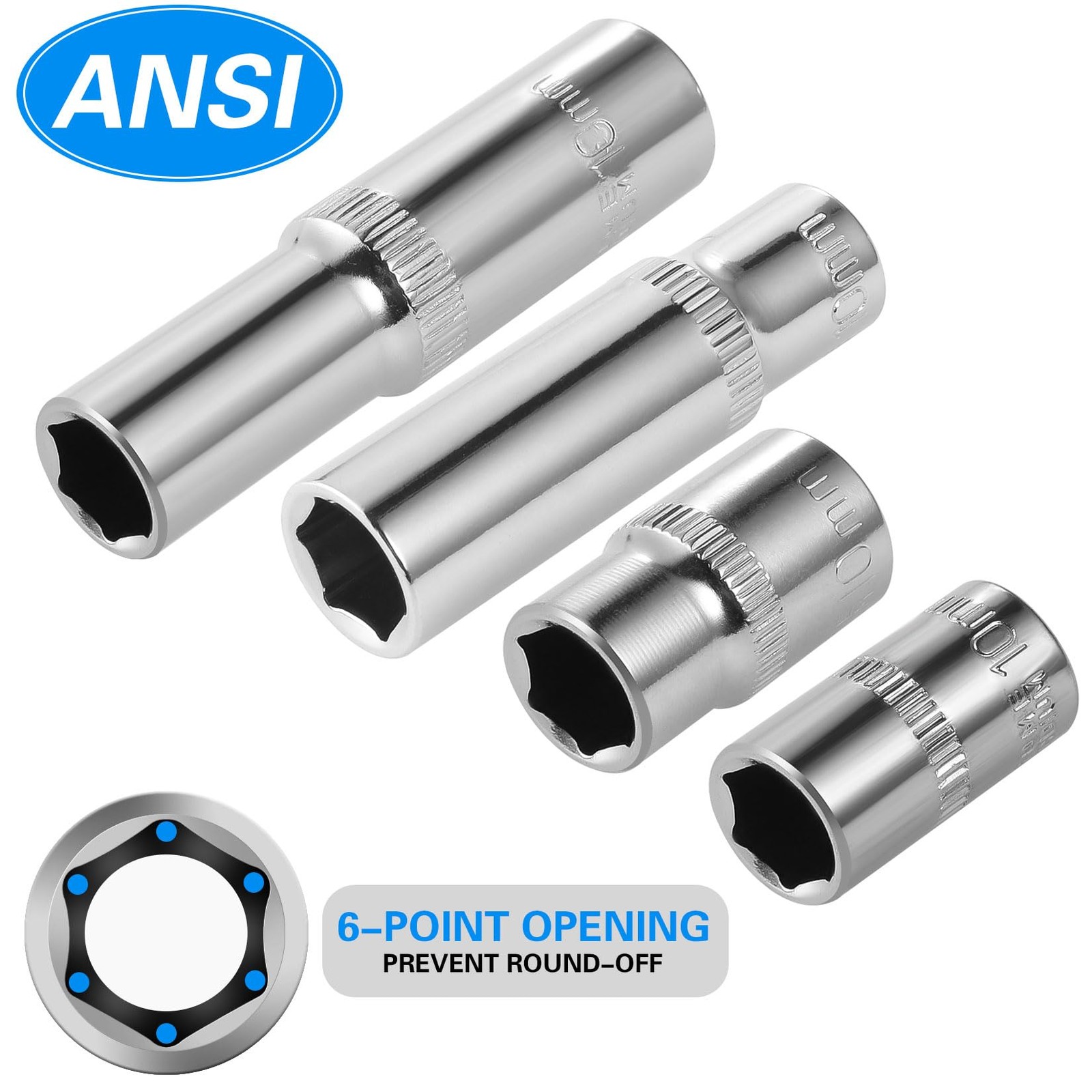 [10-Piece] 10mm Socket Set, 1/4-Inch & 3/8-Inch Drive Impact Socket, 6-Point…