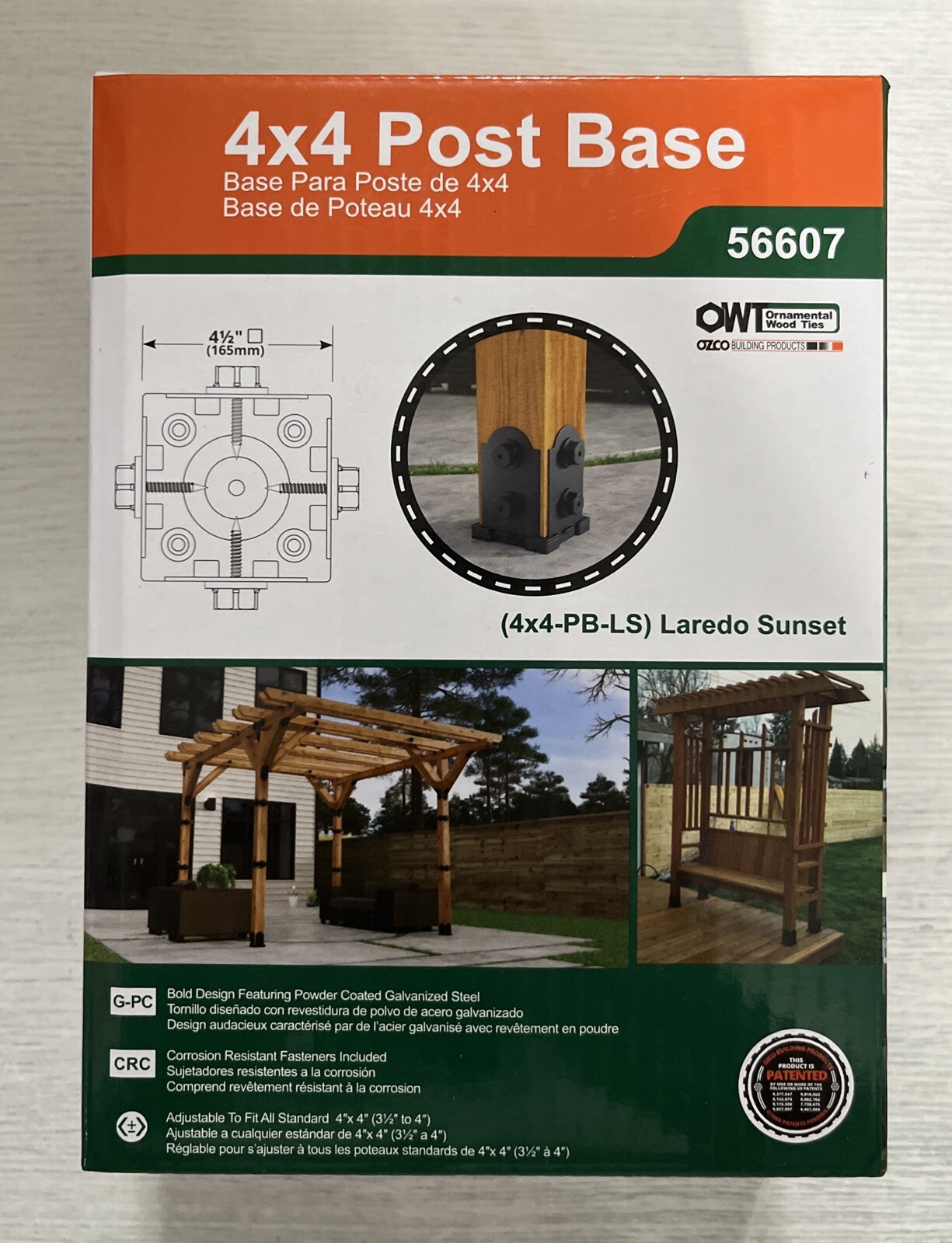 Ozco OWT 4 in X 4 in Post Base Laredo Sunset Galvanized Steel Model 56607 Black