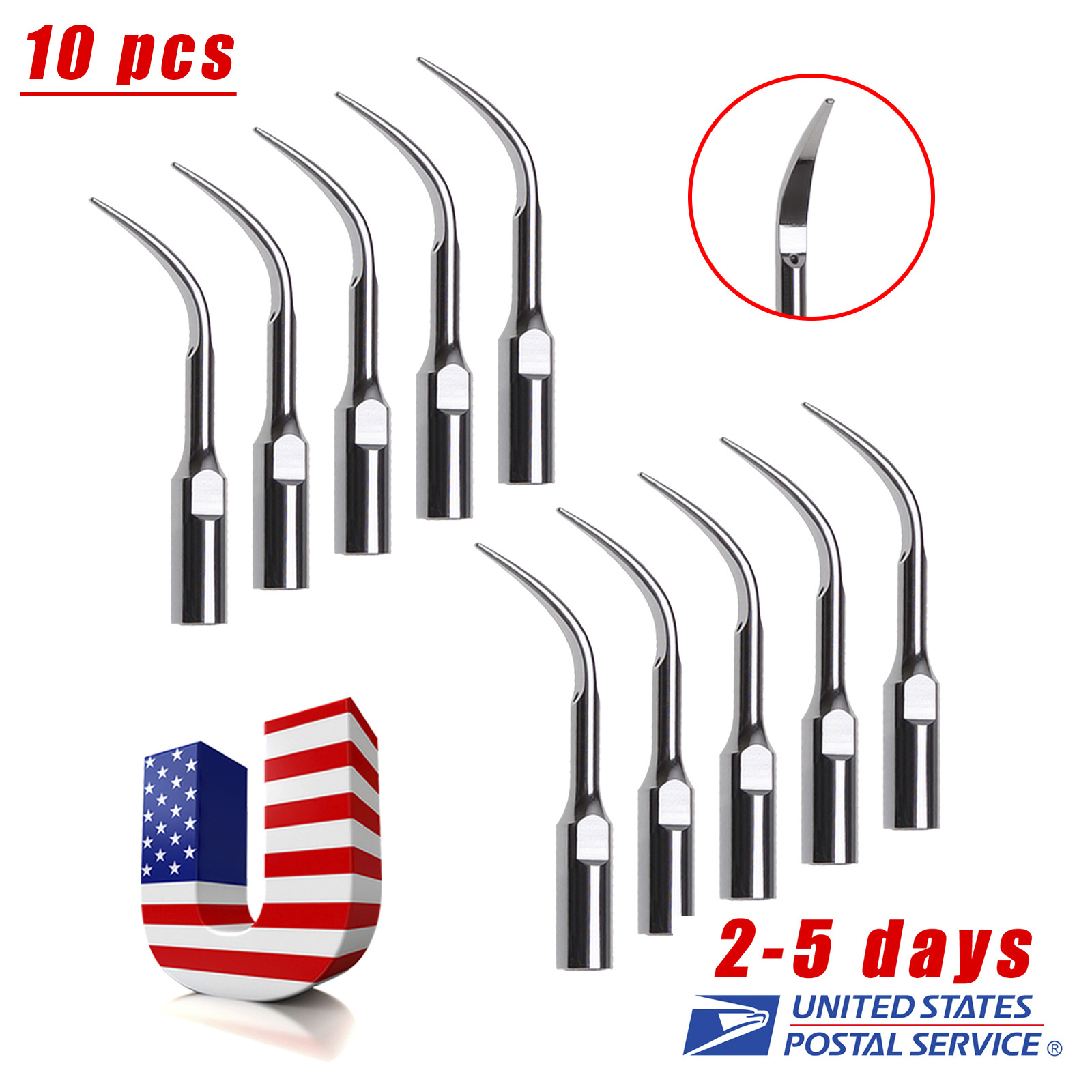 10pcs GD4 Dental Ultrasonic Scaler Tips Scaling Tip Fit DTE SATELEC SKYSEA