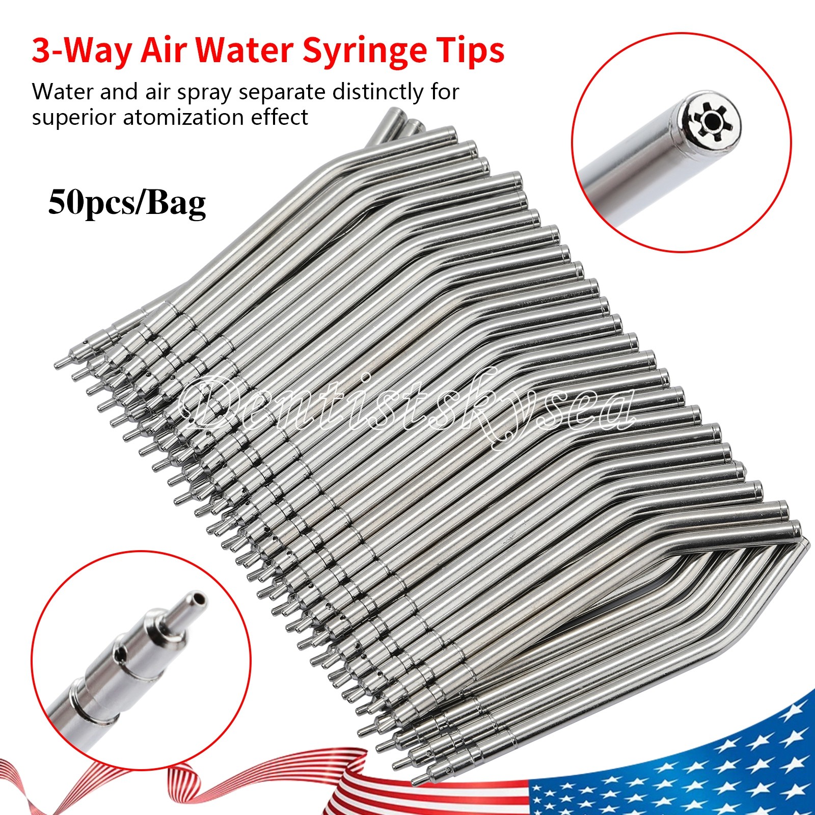 Dental Air Water Spray Triple Syringe Metal Nozzles Tips Tube Autoclavable