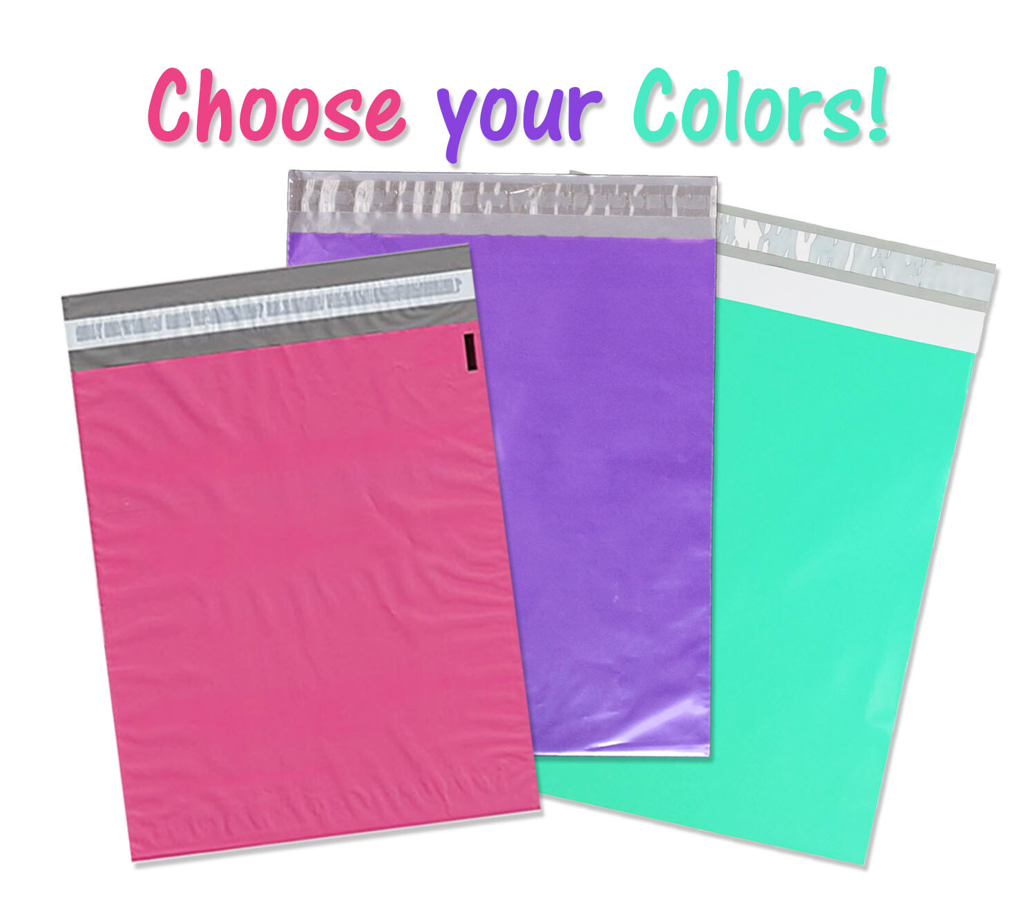 12×15.5 Poly Mailers Pink, Purple, Teal 12×15 Envelopes, Plastic Shipping Bags