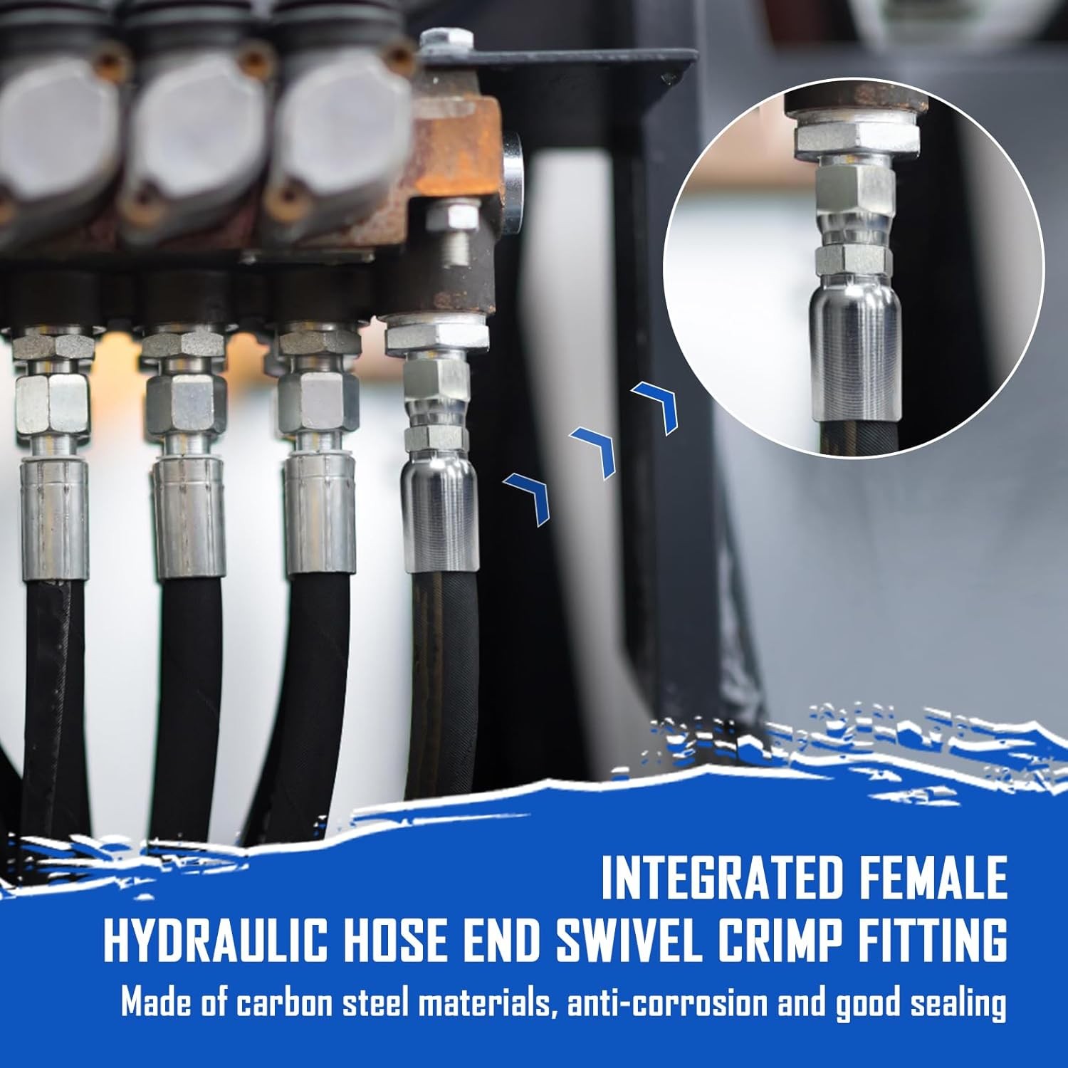 12pcs 3/8″ Hose x 3/8″ JIC 37° Female Hydraulic Hose End Swivel Crimp Fittings