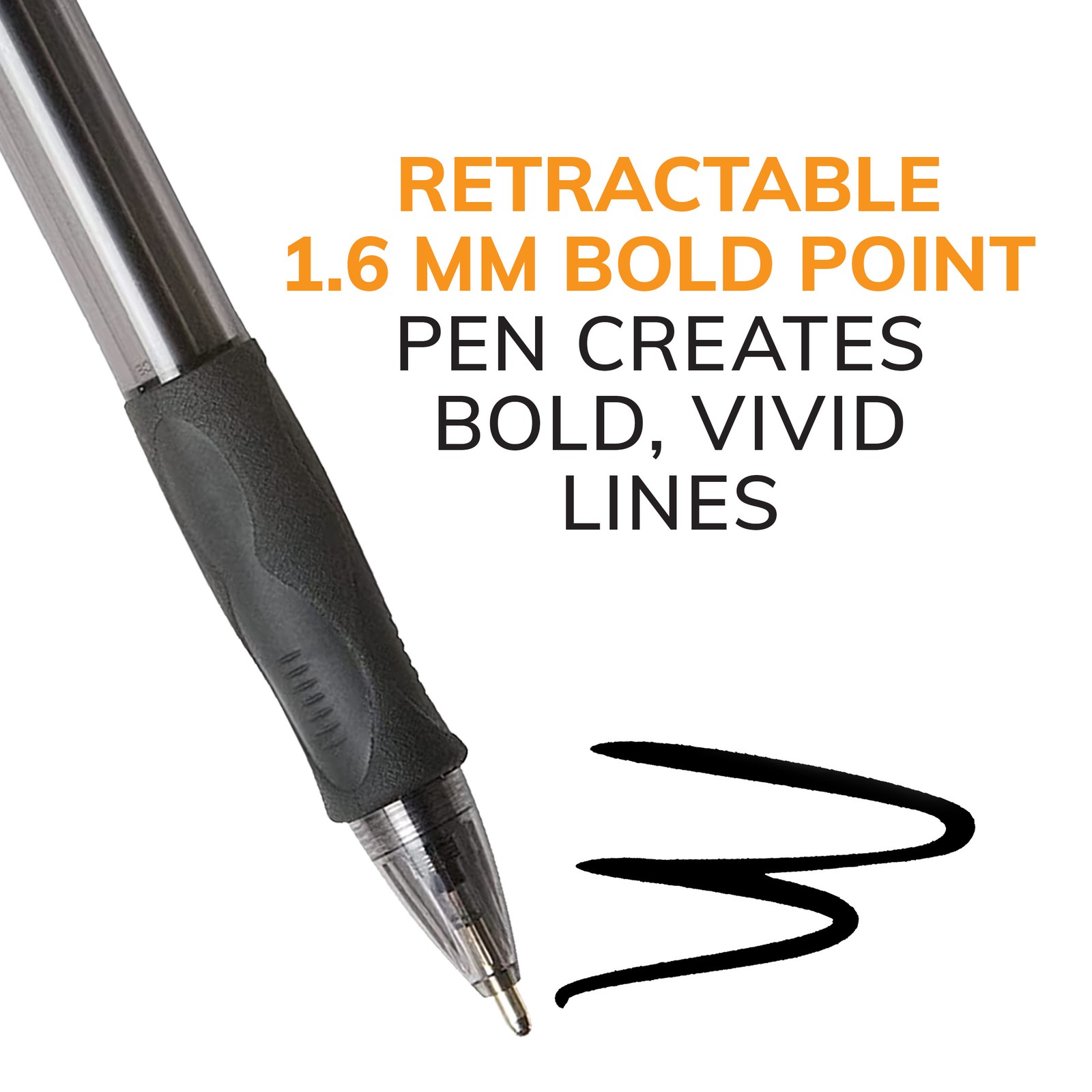 BIC Glide Bold Retractable Ball Pen, Black, 1.6mm Bold Point, 12 Pack