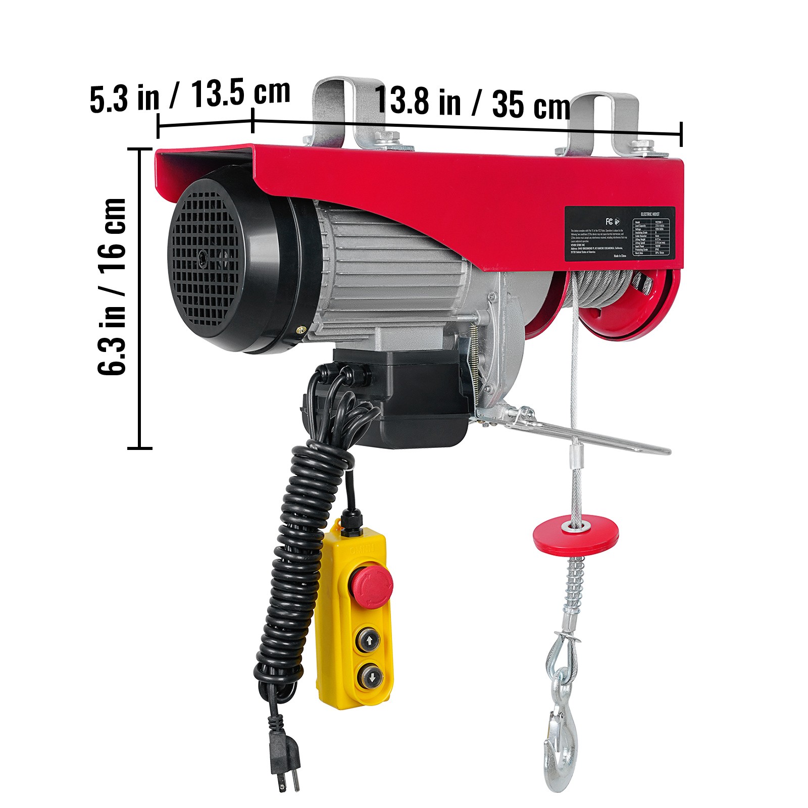 VEVOR Electric Hoist 440 lbs Crane Winch with 14FT Wired Remote Control 110V