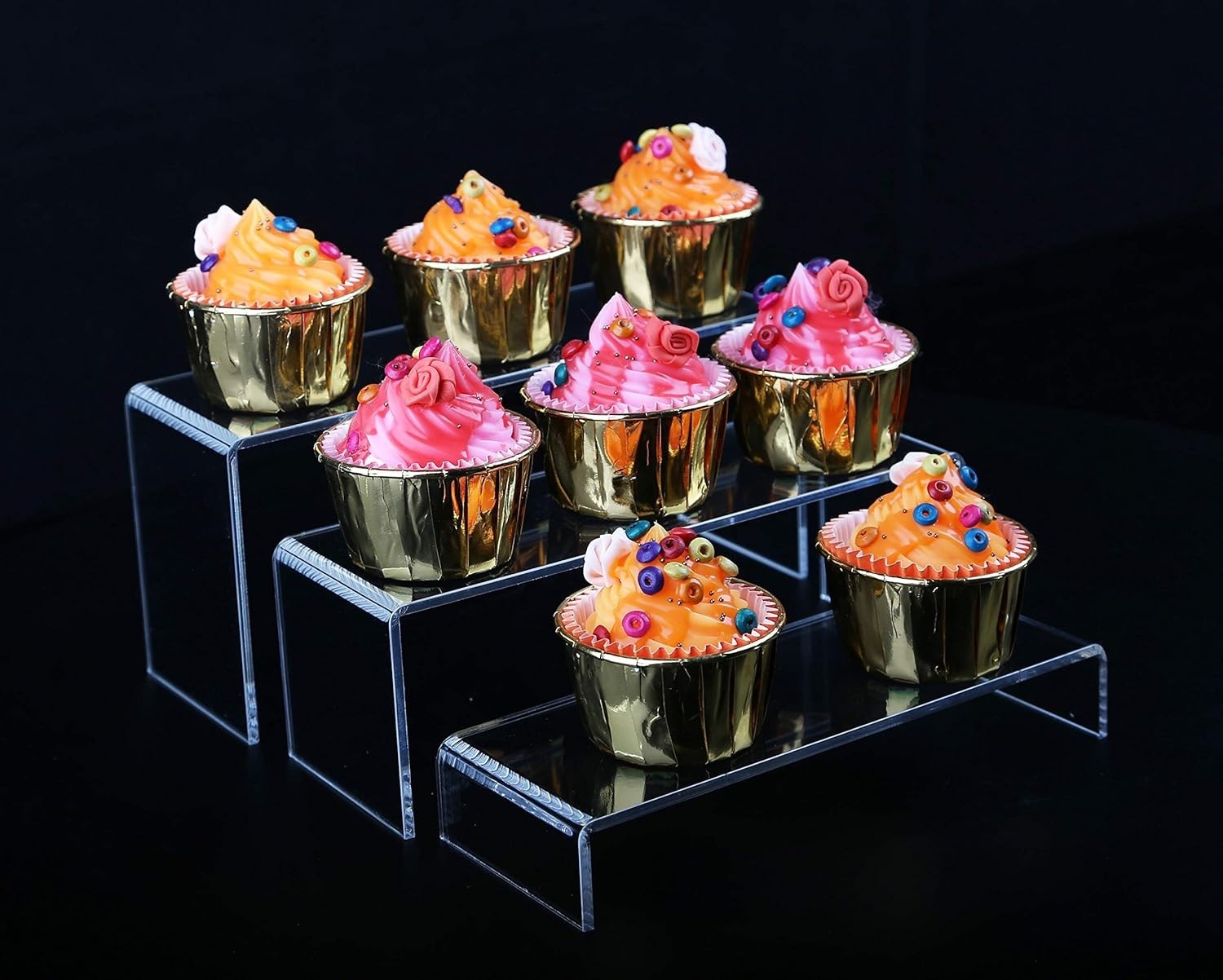 3 PC Large Clear Acrylic Riser Set Acrylic Display Risers Shelf Showcase Fixture
