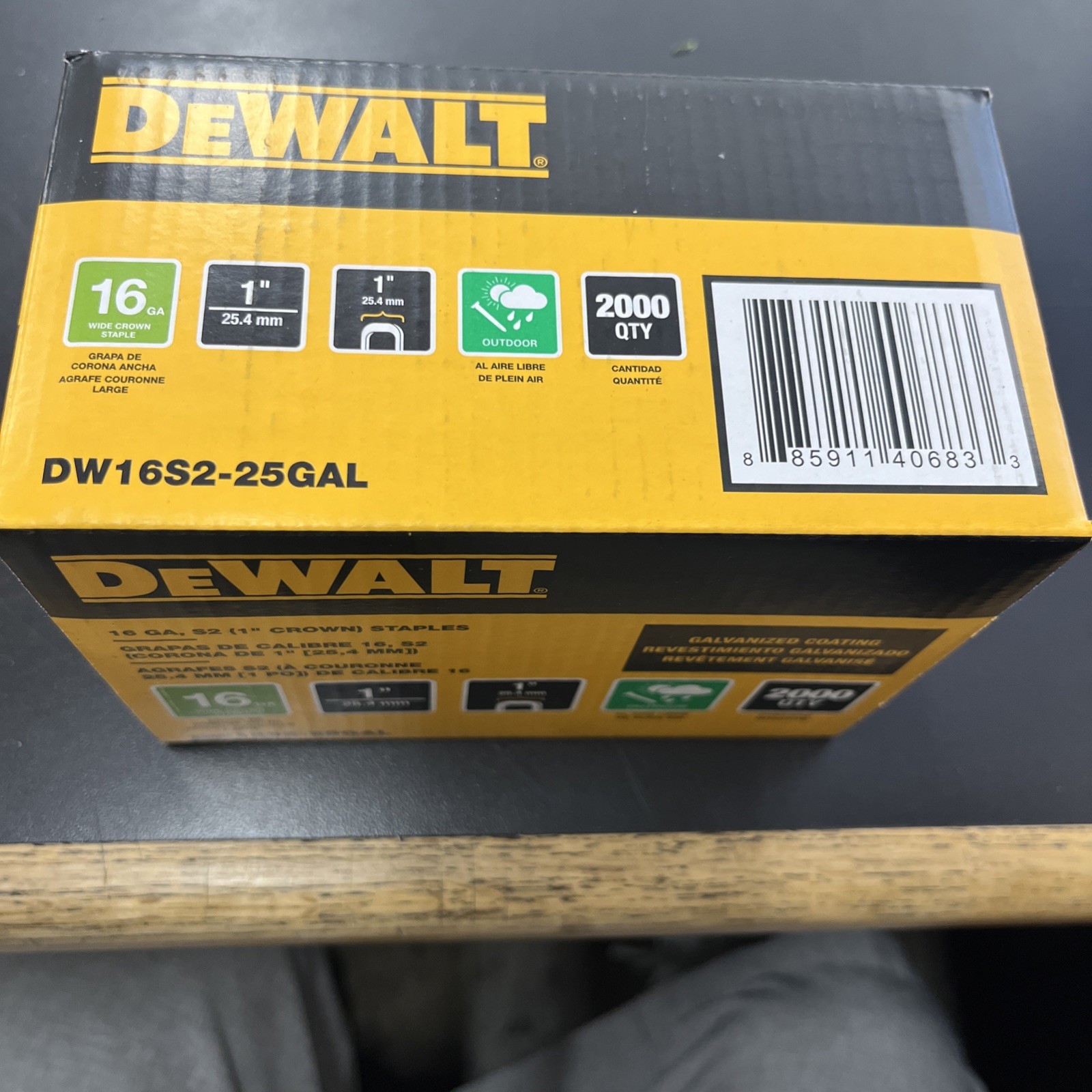DEWALT 1 in. x 1 in. x 16-Gauge Galvanized Wide Crown Staple (2000 Pack)