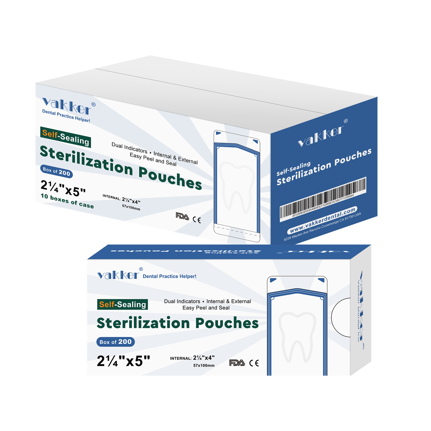 2000pc 2.25″ x 5″ Self Sealing Dental Sterilization Pouches Autoclave Bag