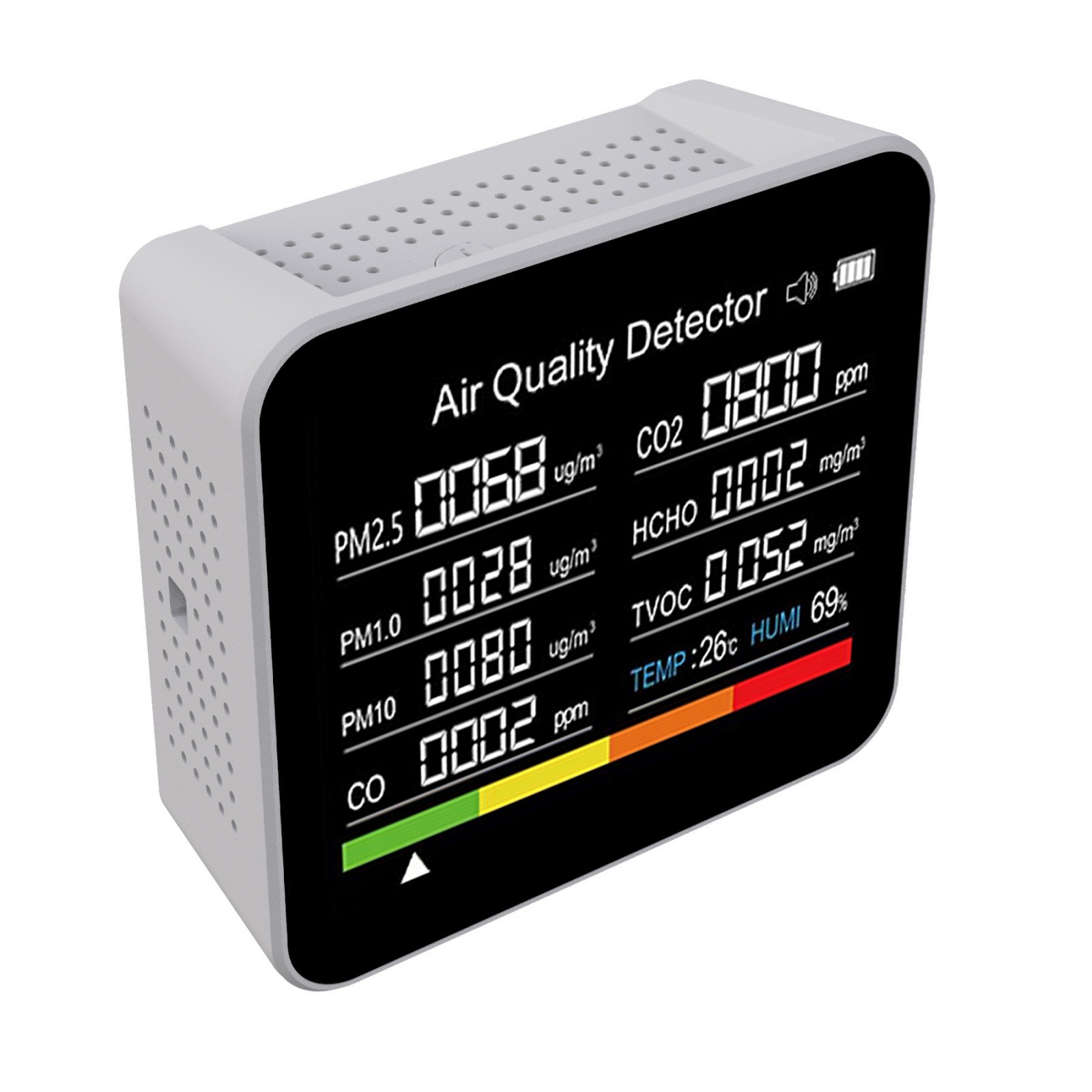 Multi-function Air Quality Monitor For Home Use 9-in-1 Detector W/LED Display