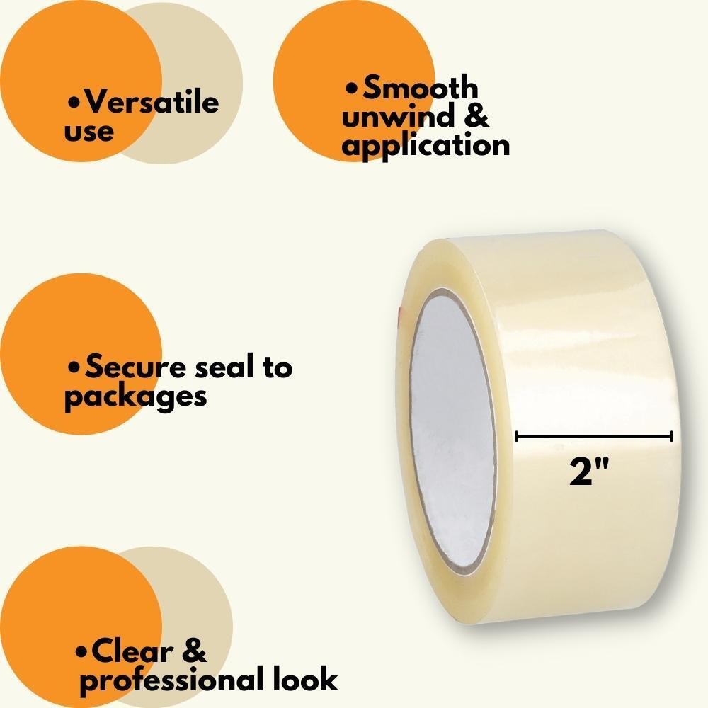 Clear Carton Sealing Tape 1.75 Mil Parcel Packing Packaging Box Tape 48mm x 100m