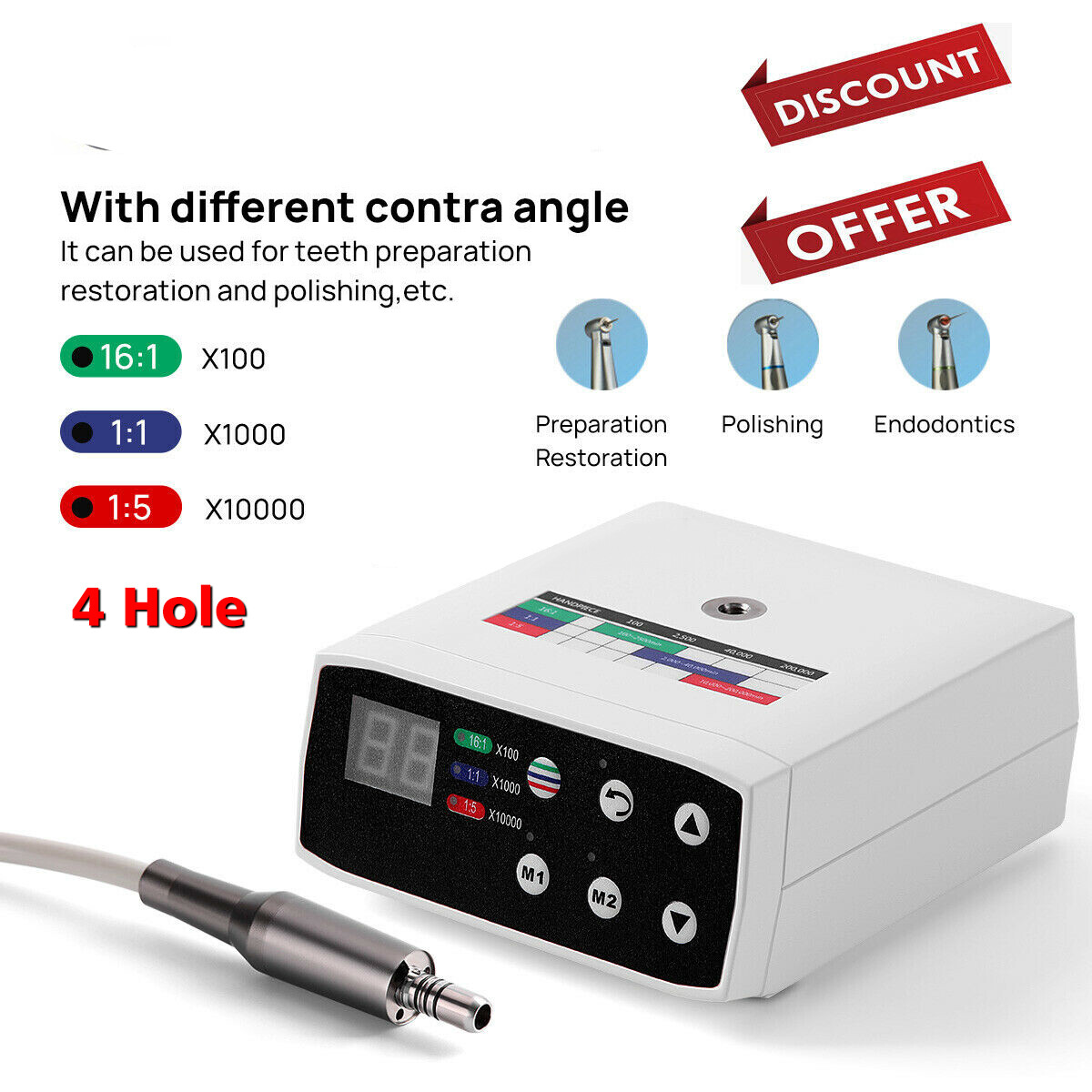 NSK Style Dental Brushless LED Electric Micro Motor/1:5 Increasing Handpiece