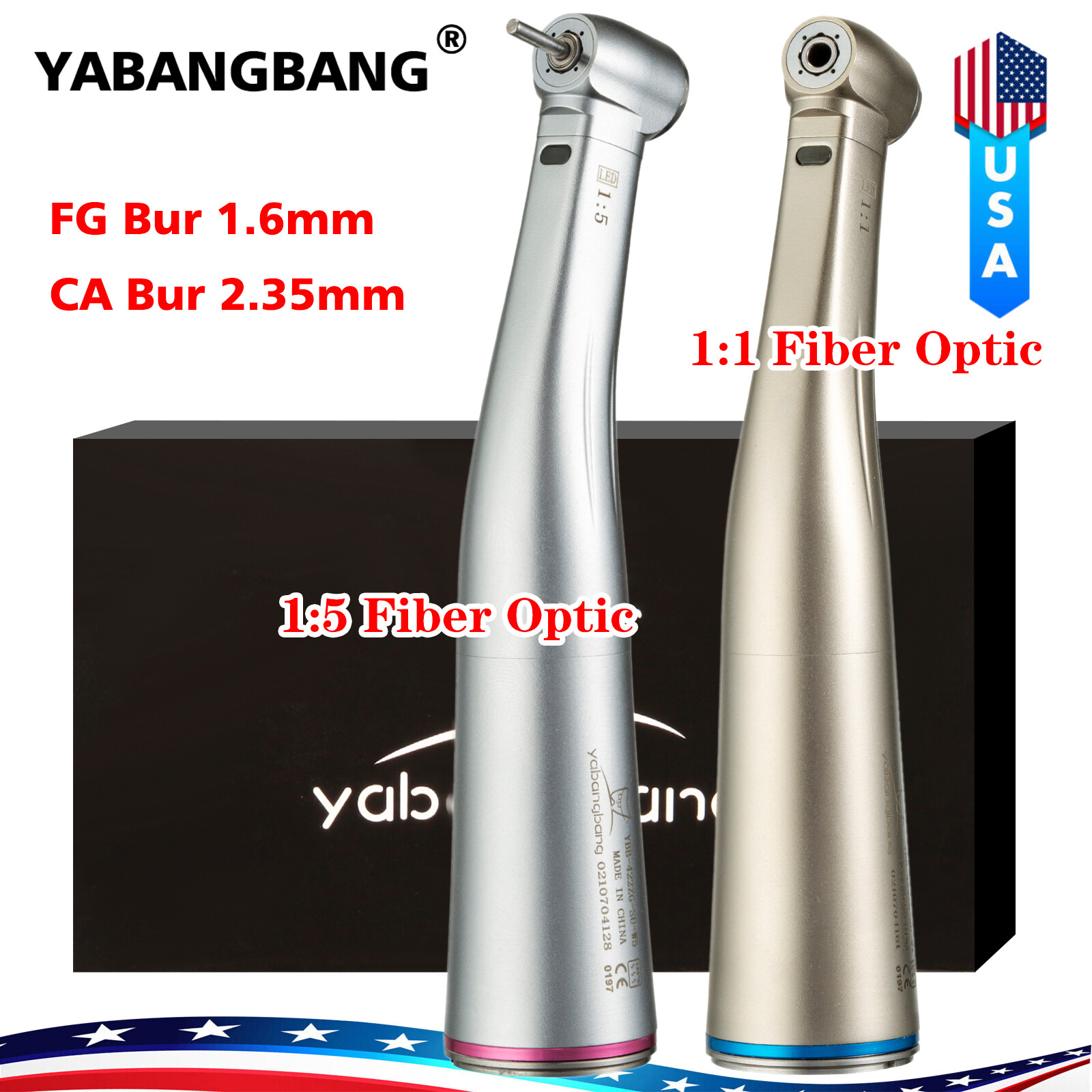 Dental 1:5 1:1 Fiber Optic LED Contra Angle Handpiece Fit NSK Electric Motor YBB