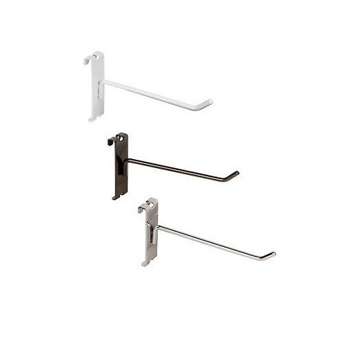 Gridwall Hooks: 1″, 2″, 4″, 6″, 8″, 10″, 12″ – Black, White, Chrome – FREE SHIP!