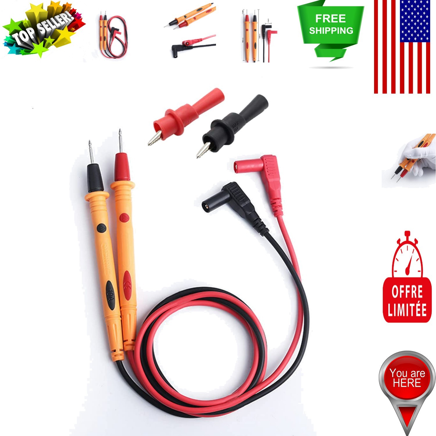 High-Performance Multimeter Leads 1000V, Universal Compatibility & Safe Use
