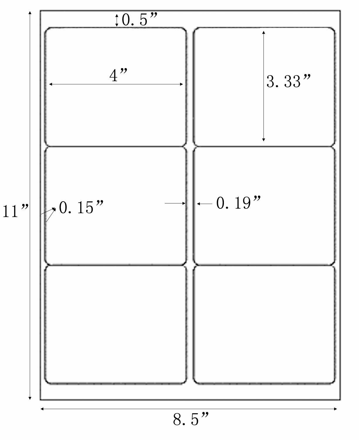 600-60000 4 x 3 1/3 Address Shipping Labels Self Adhesive 6 Up Per Sheet 4×3.33